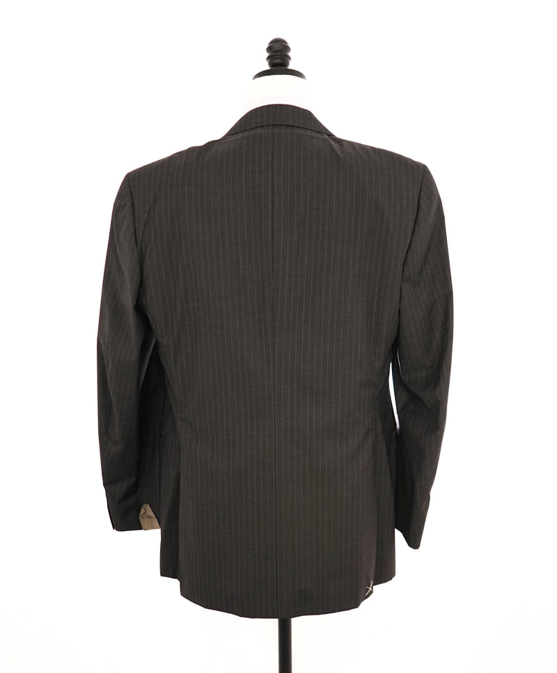 $1,895 CANALI - Gray Chalk Stripe Double Vent Wool Blazer - 42L