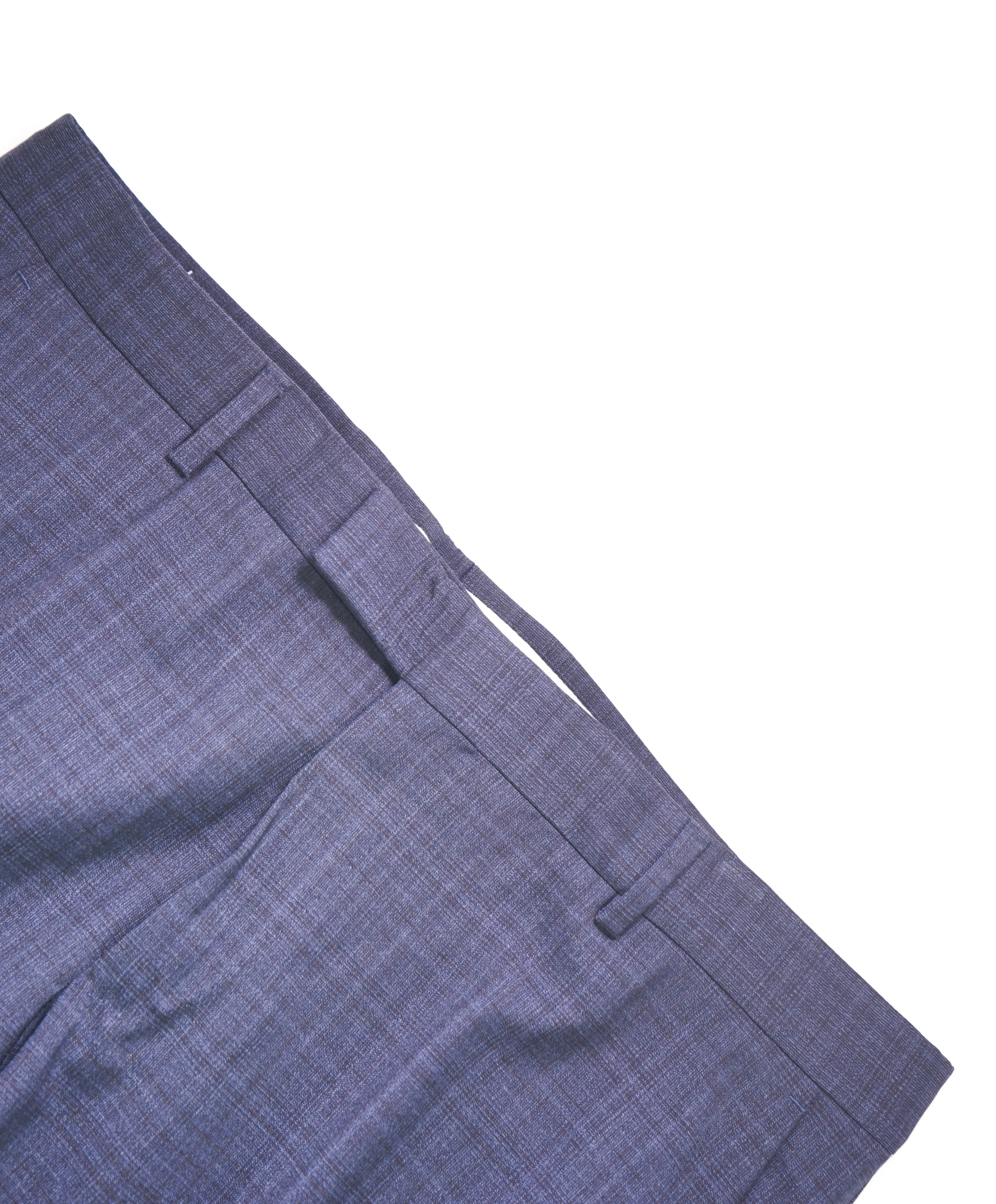 Z ZEGNA - Blue Check Plaid "SLIM" Flat Front Dress Pants - 35W