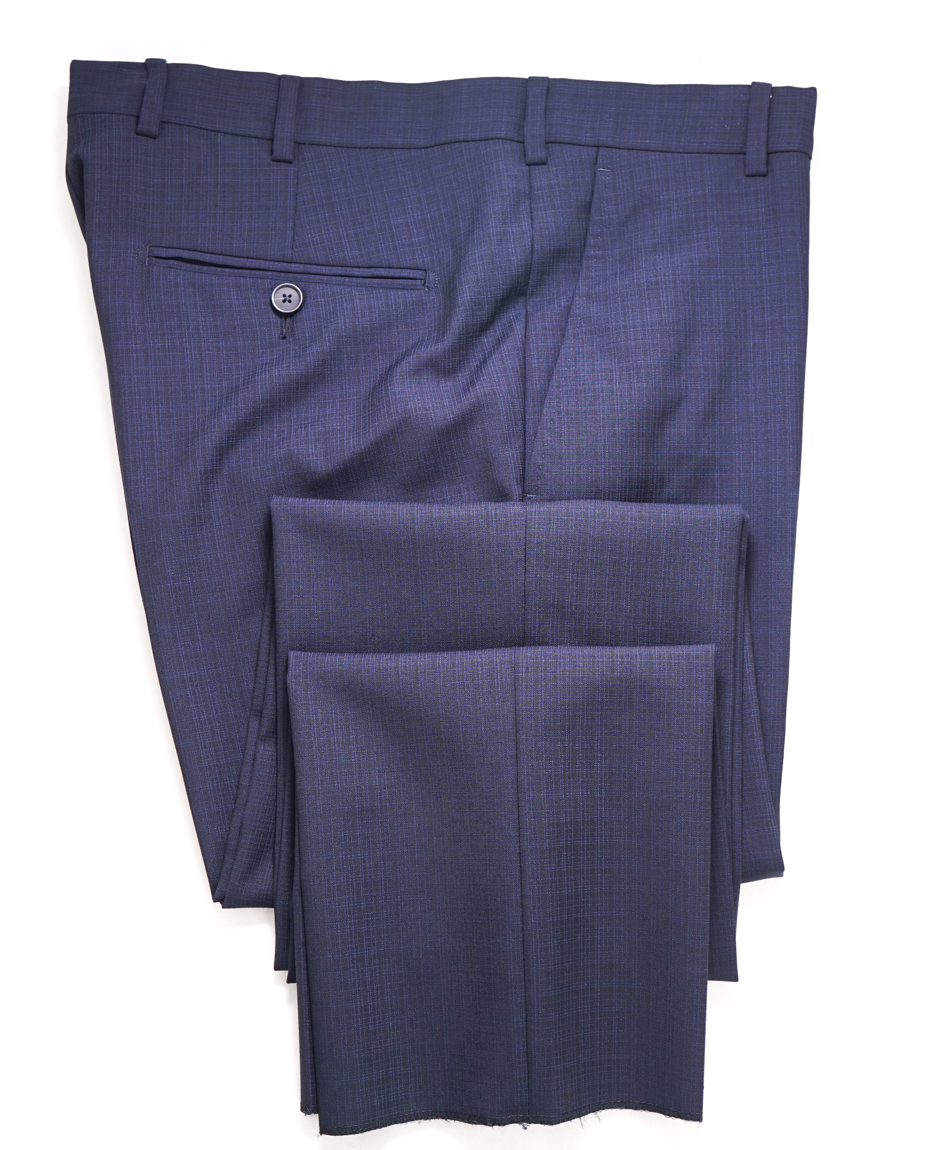 Z ZEGNA - Abstract Blue Check "SLIM" Flat Front Dress Pants - 32W