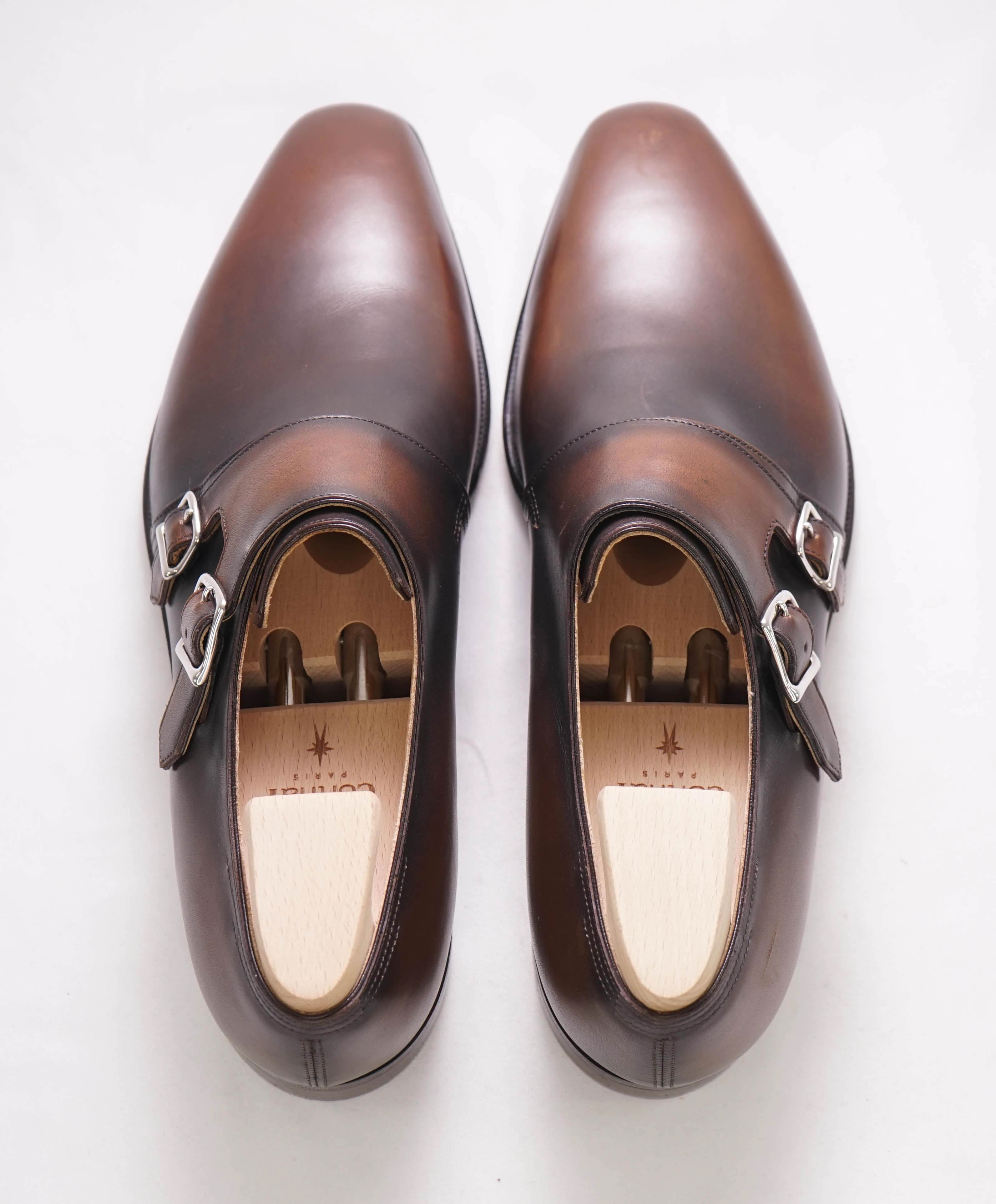 $2,360 CORTHAY - *TWIN* Double Monk Leather Shoes *SHOE TREES* - 9.5 US