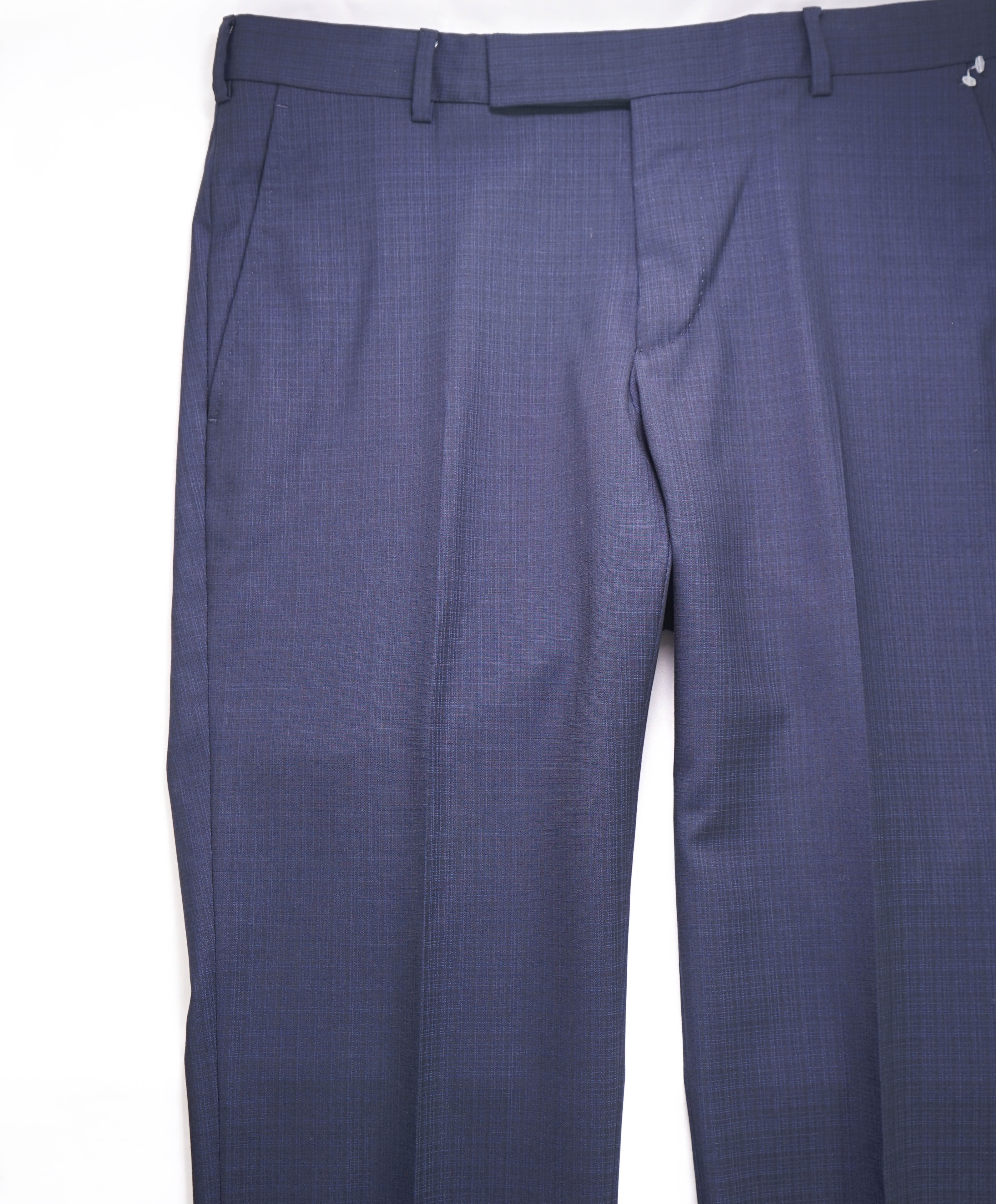 Z ZEGNA - Abstract Blue Check "SLIM" Flat Front Dress Pants - 32W