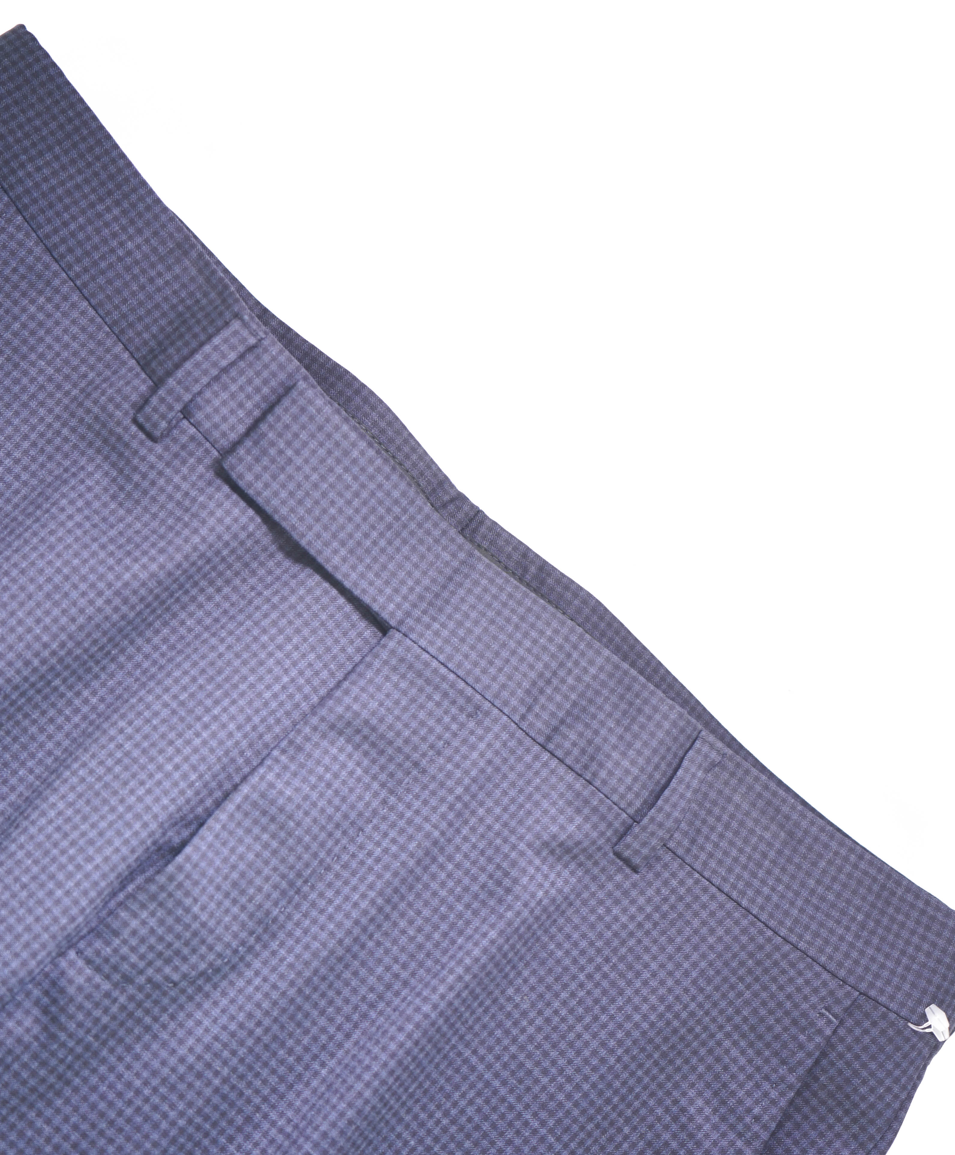 Z ZEGNA - Navy Gingham Check "SLIM" Flat Front Dress Pants - 32W