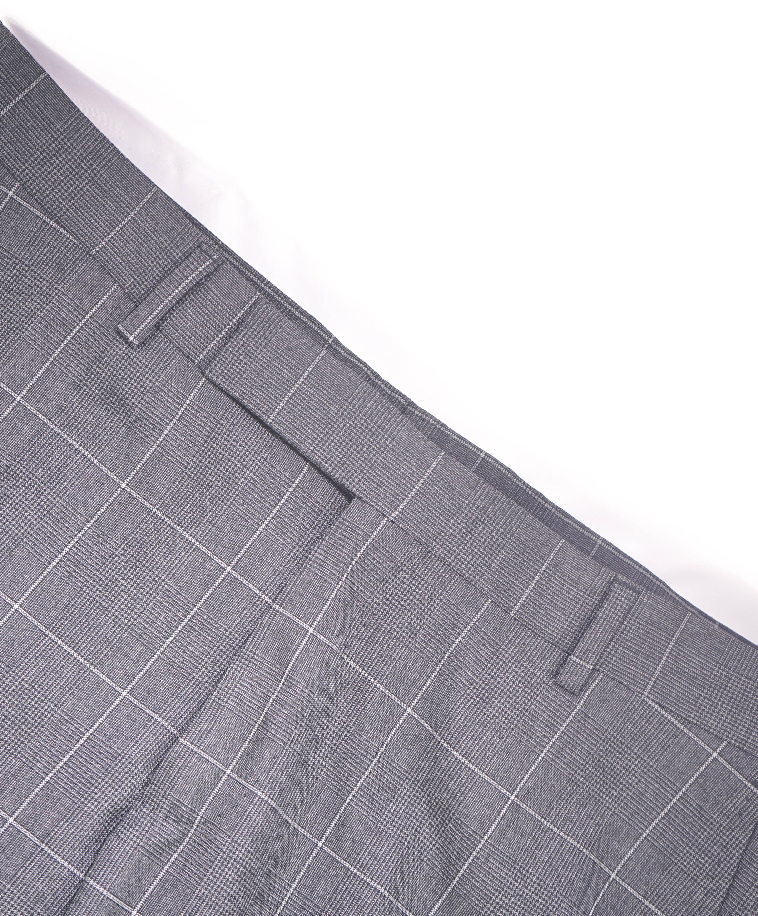 Z ZEGNA - Gray Windowpane "SLIM" Flat Front Dress Pants - 34W