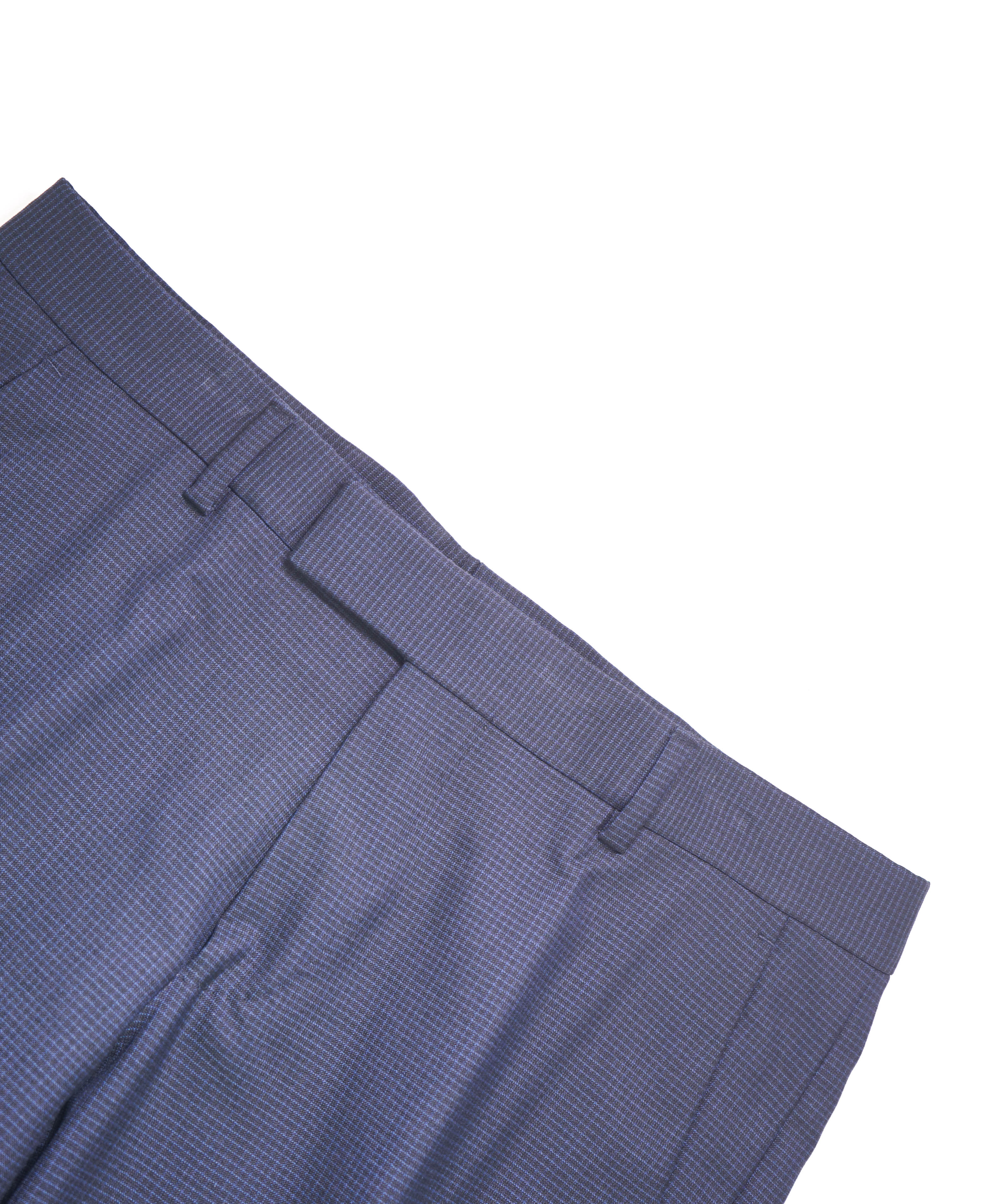 Z ZEGNA - TUTTORITORTO Navy Micro Check "SILK" Flat Front Dress Pants - 29W