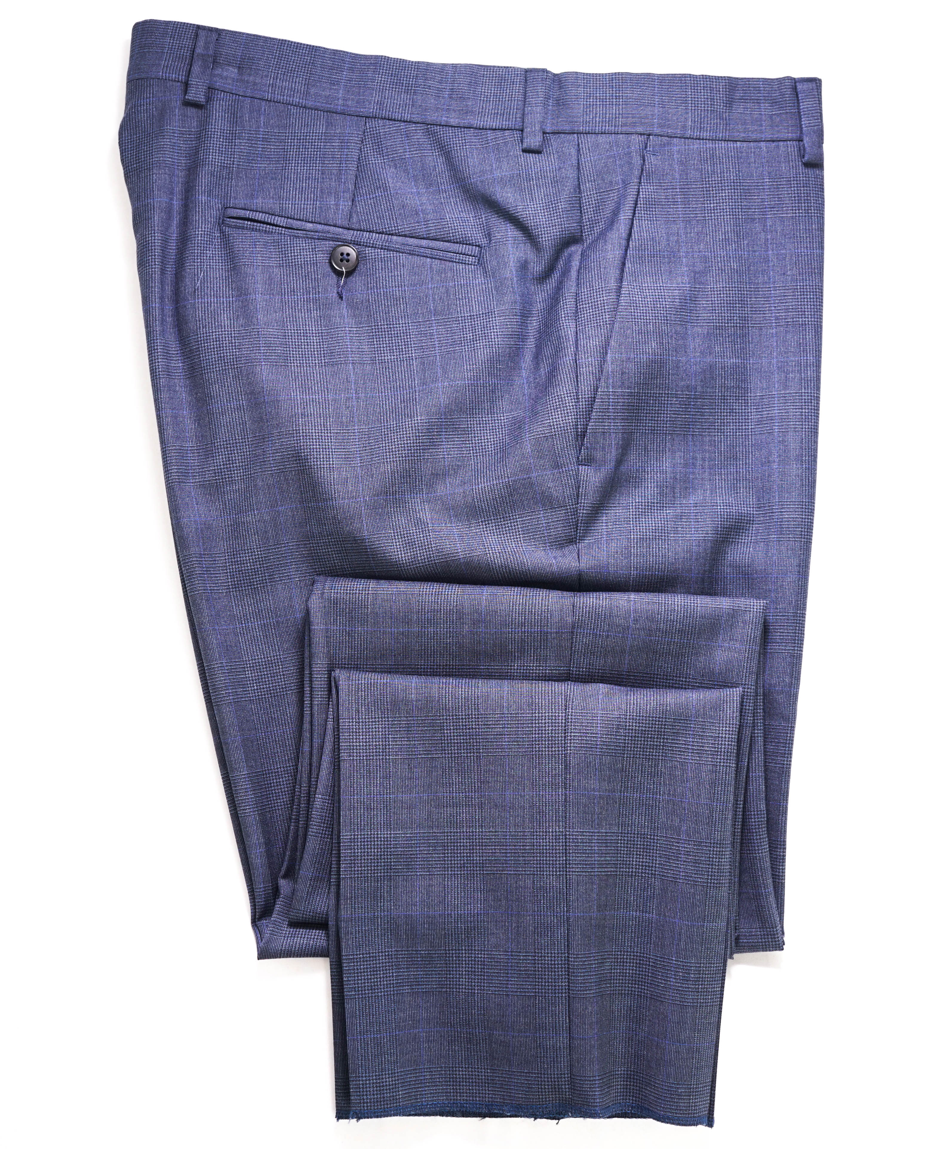 Z ZEGNA - Blue Check "SLIM" Flat Front Dress Pants - 34W