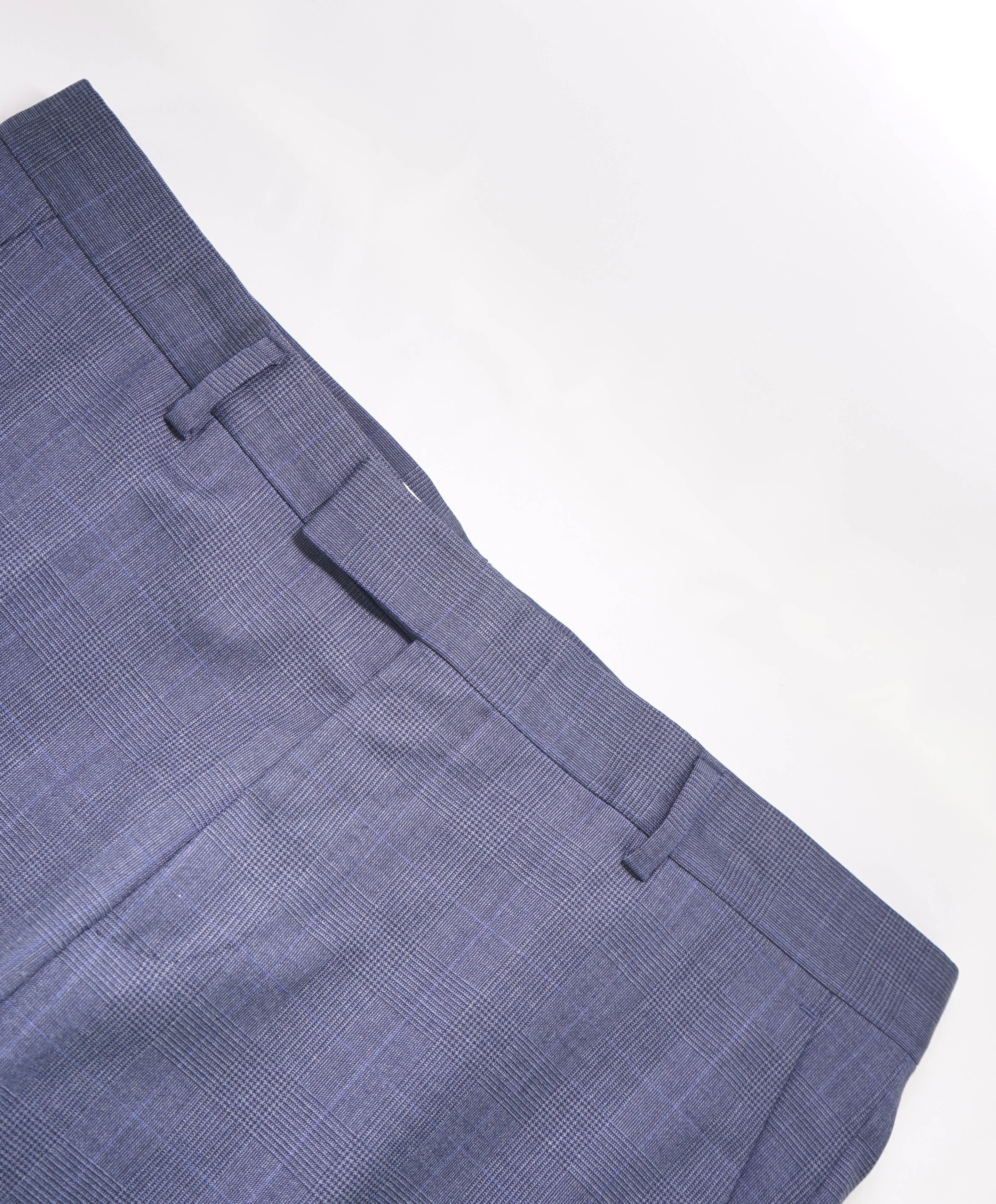 Z ZEGNA - Blue Check "SLIM" Flat Front Dress Pants - 32W