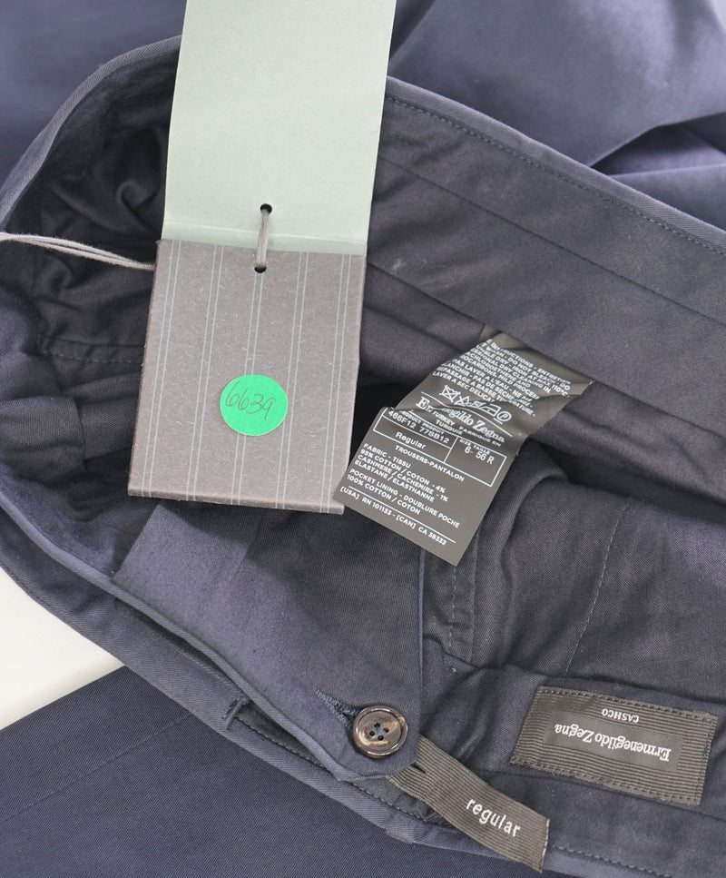 ERMENEGILDO ZEGNA - Navy "CASHCO" Cashmere Chino Pants - 38W