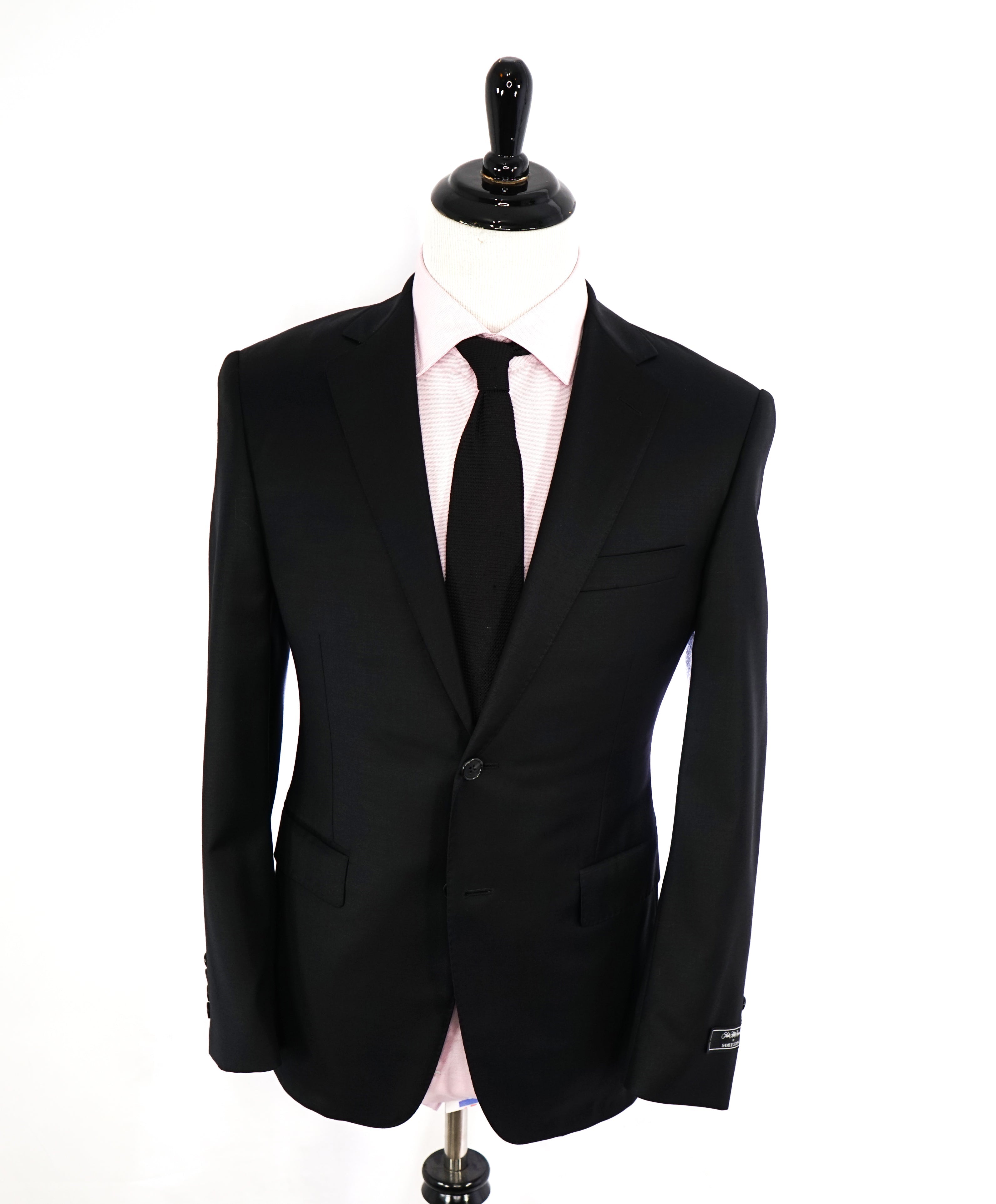 SAMUELSOHN - SAKS 5TH AVE Super 120's Wool "SB YARDLEY" Solid Black Suit - 36R