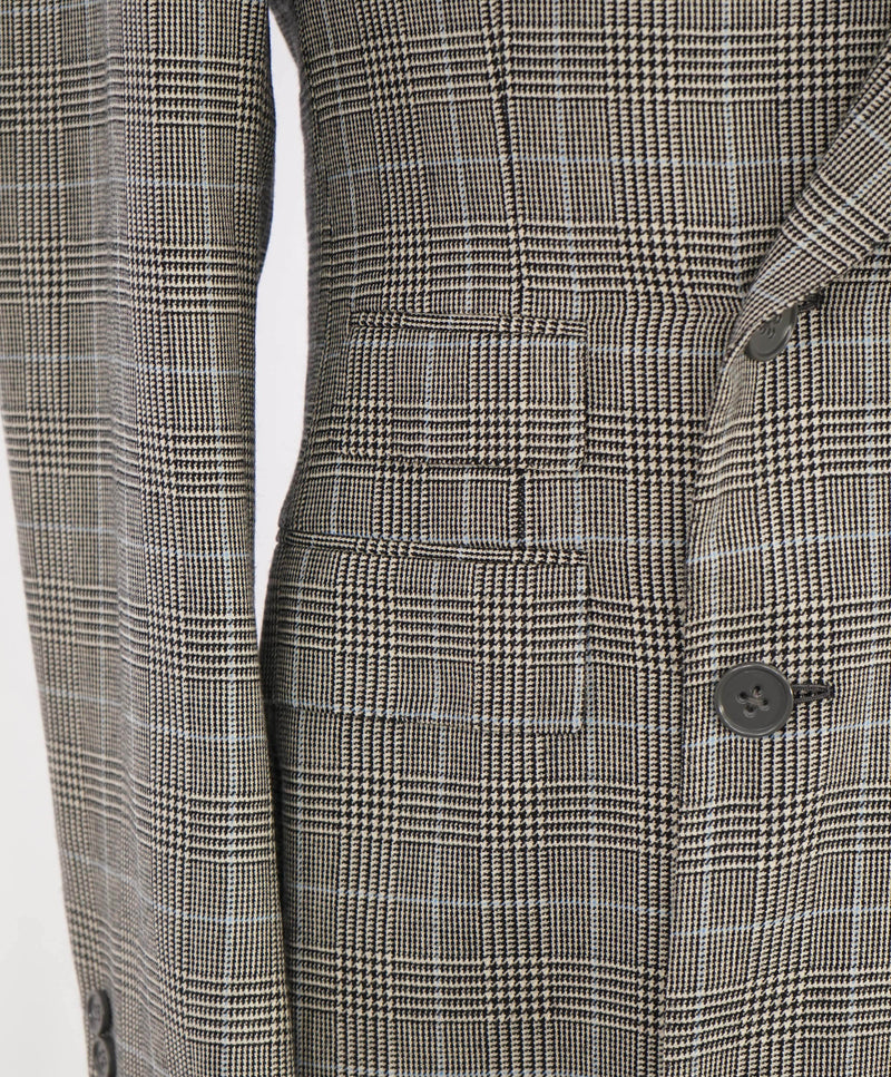 $5,995 RALPH LAUREN PURPLE LABEL - Navy Flannel Check Double Breasted Suit - 40R