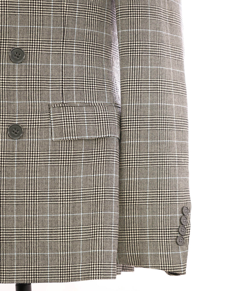 $5,995 RALPH LAUREN PURPLE LABEL - Navy Flannel Check Double Breasted Suit - 40R