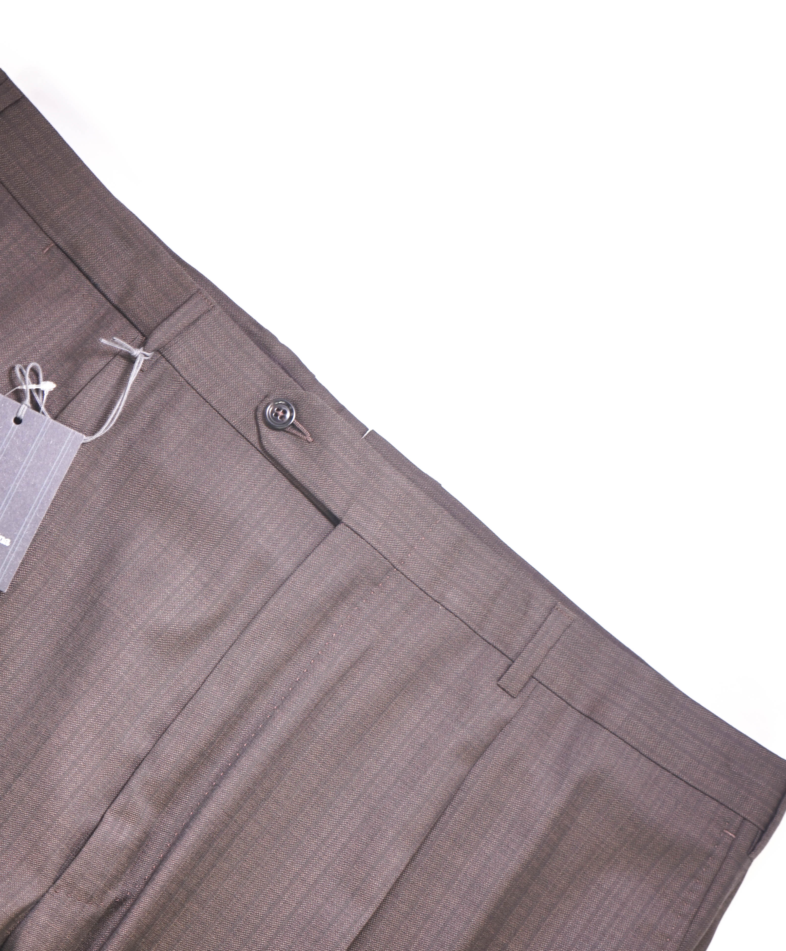 $890 ERMENEGILDO ZEGNA -"Su Misura" Brown Textured Pants - 40W