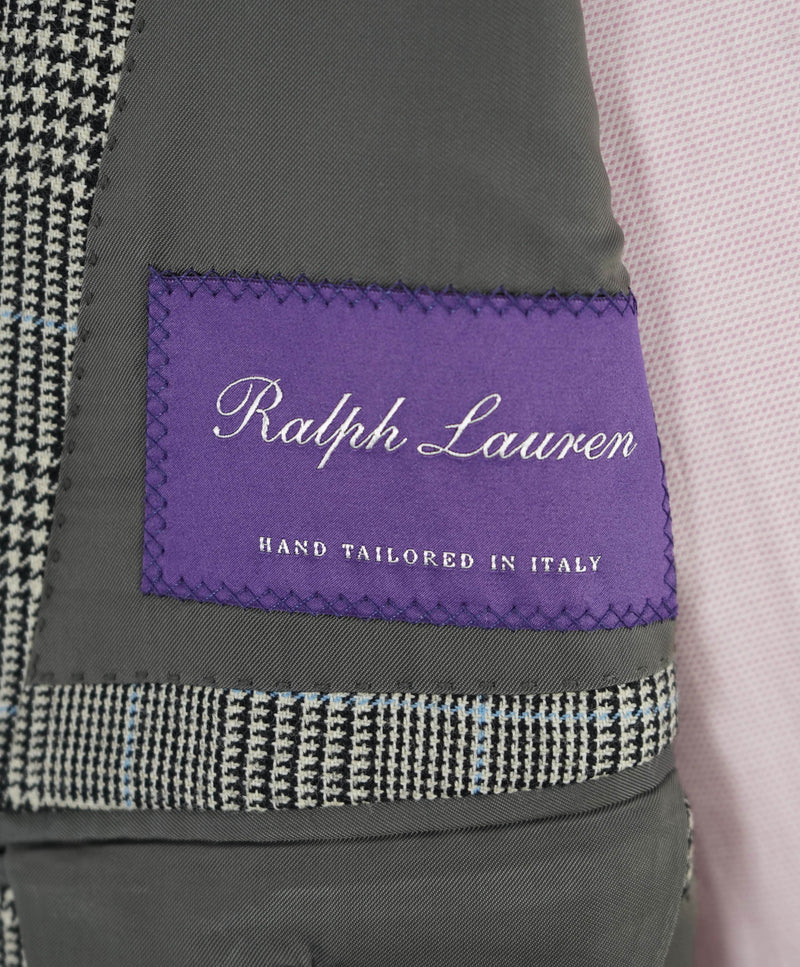 $5,995 RALPH LAUREN PURPLE LABEL - Navy Flannel Check Double Breasted Suit - 40R