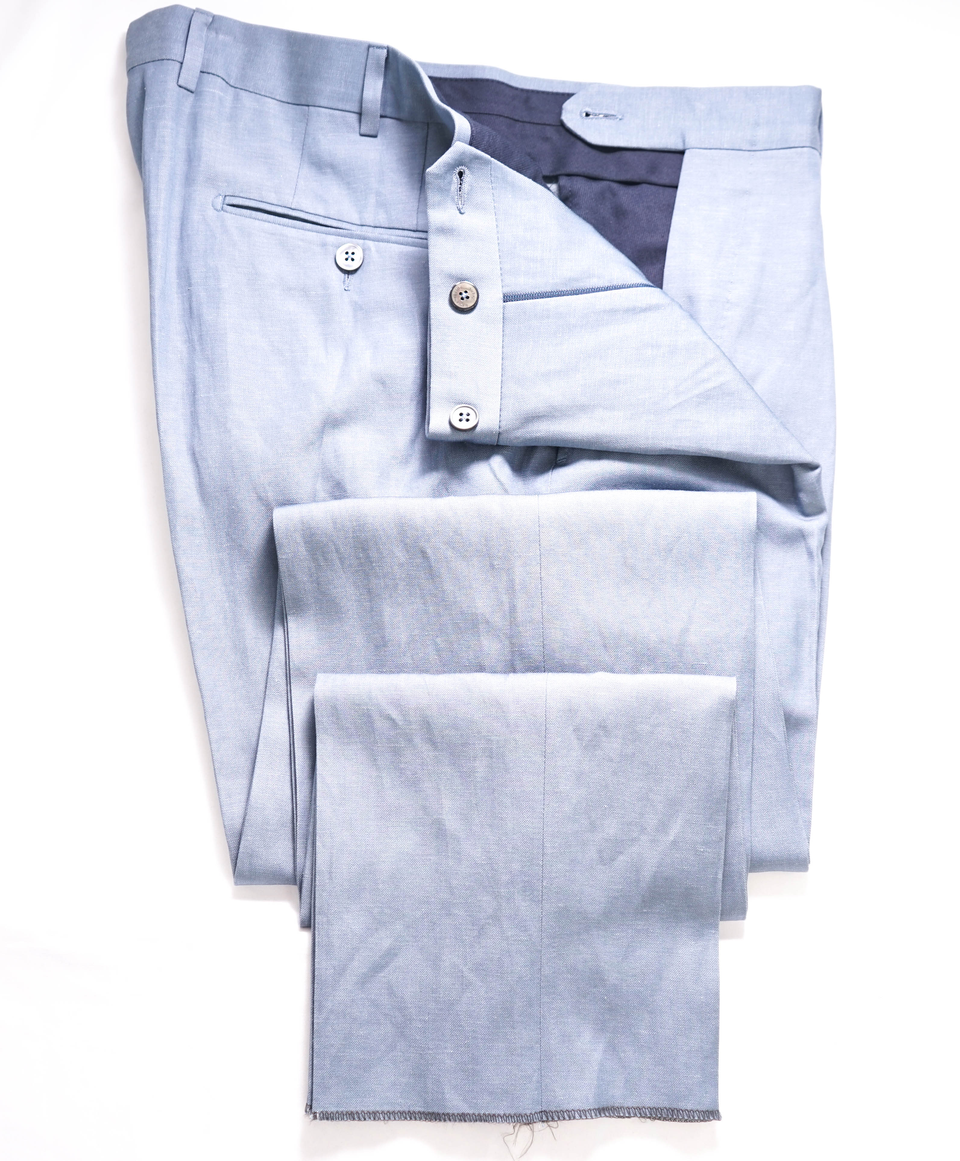 $1,095 ERMENEGILDO ZEGNA - Baby Blue "WOOL/LINEN" Pants - 34W