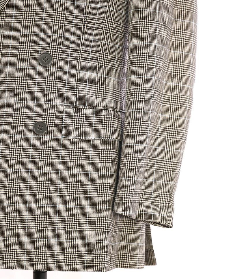 $5,995 RALPH LAUREN PURPLE LABEL - Navy Flannel Check Double Breasted Suit - 38R