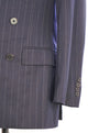 $5,995 RALPH LAUREN PURPLE LABEL - Navy Flannel Stripe Double Breasted Suit - 38R