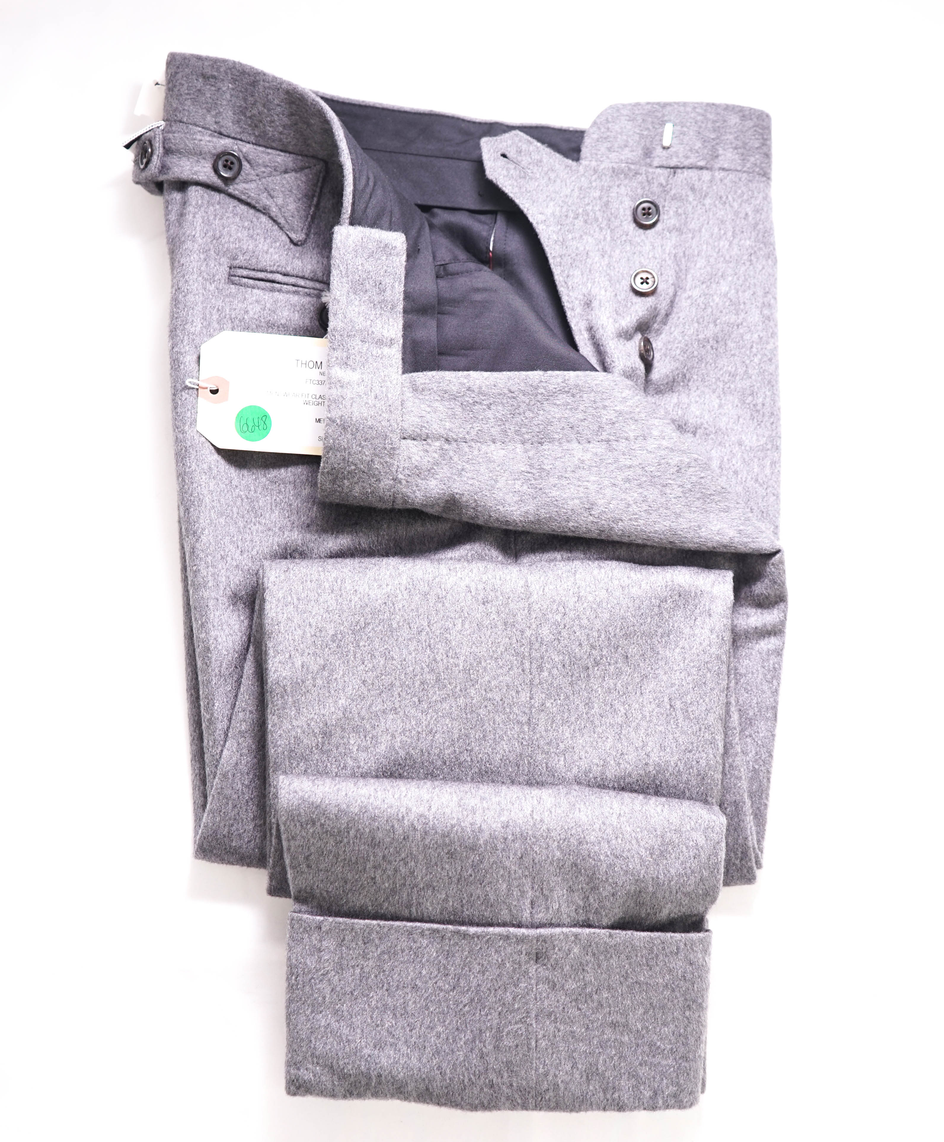 $2,995 THOM BROWNE - "100% CASHMERE" BACKSTRAP TROUSER-(SZ 1) 30W