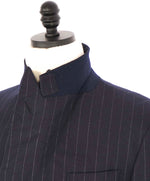 $5,995 RALPH LAUREN PURPLE LABEL - Navy Flannel Stripe Double Breasted Suit - 38R