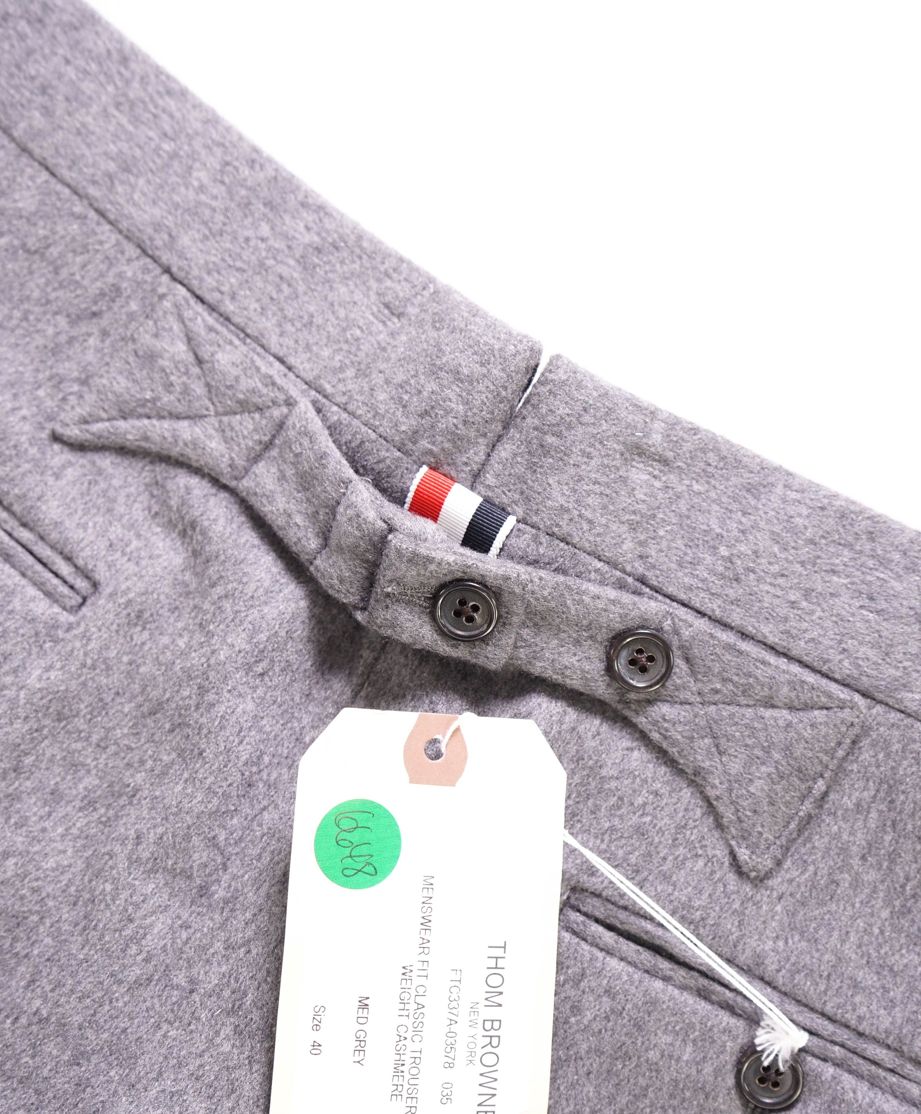 $2,995 THOM BROWNE - "100% CASHMERE" BACKSTRAP TROUSER-(SZ 1) 30W