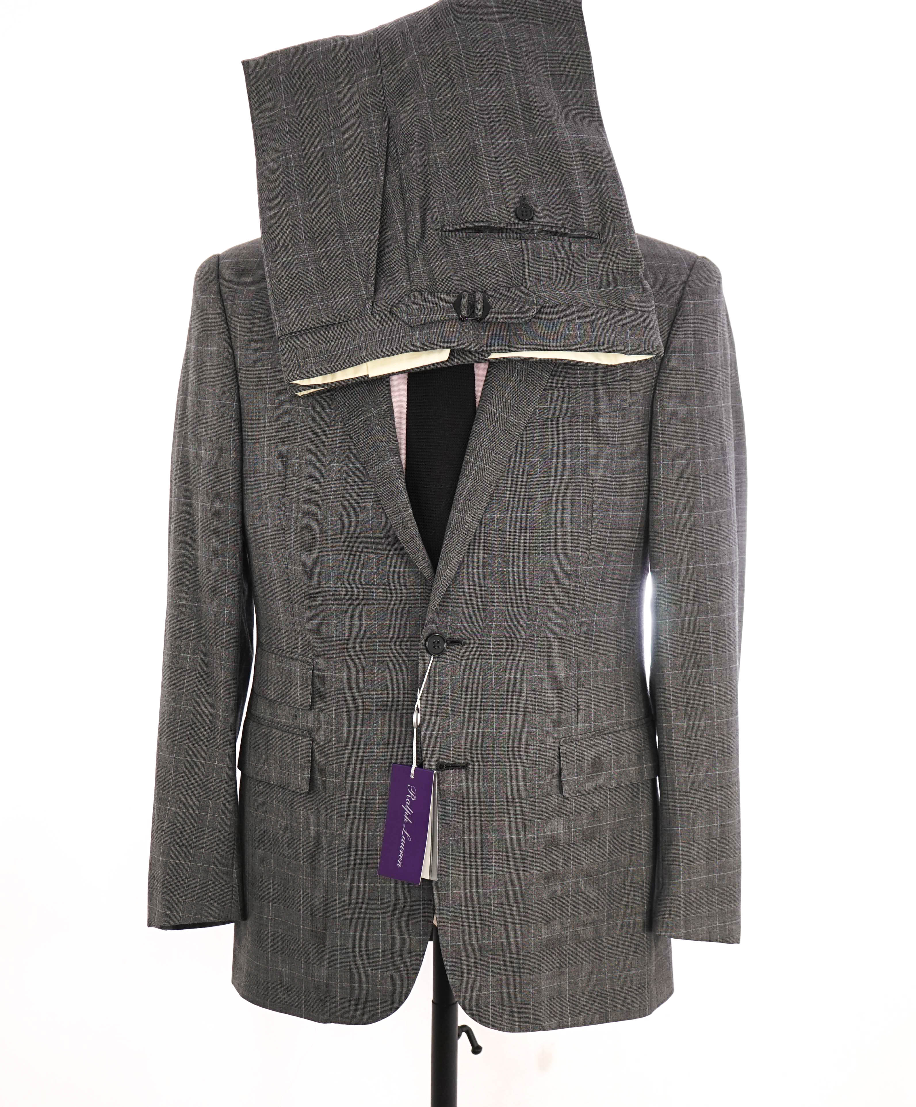 $5,495 RALPH LAUREN PURPLE LABEL - Gray Prince of Wales Check CASHMERE Suit - 38R