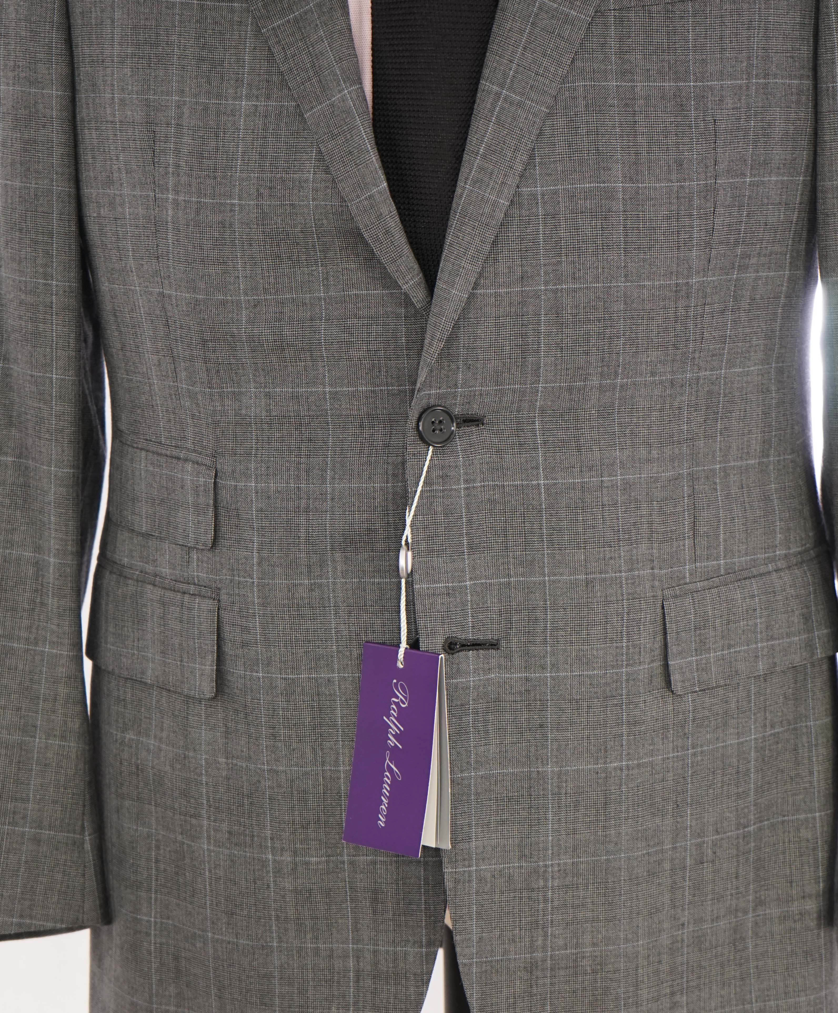 $5,495 RALPH LAUREN PURPLE LABEL - Gray Prince of Wales Check CASHMERE Suit - 38R