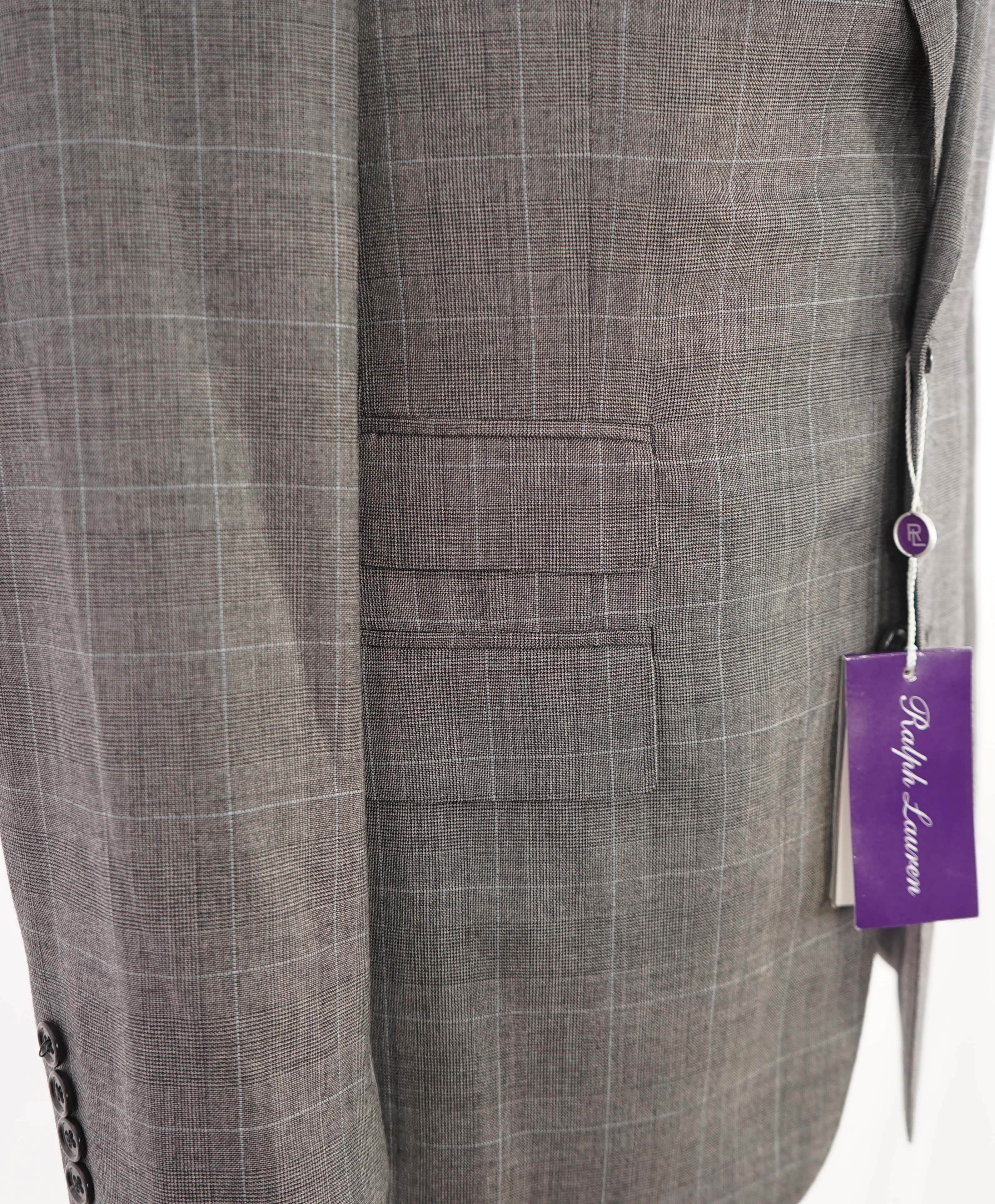 $5,495 RALPH LAUREN PURPLE LABEL - Gray Prince of Wales Check CASHMERE Suit - 38R