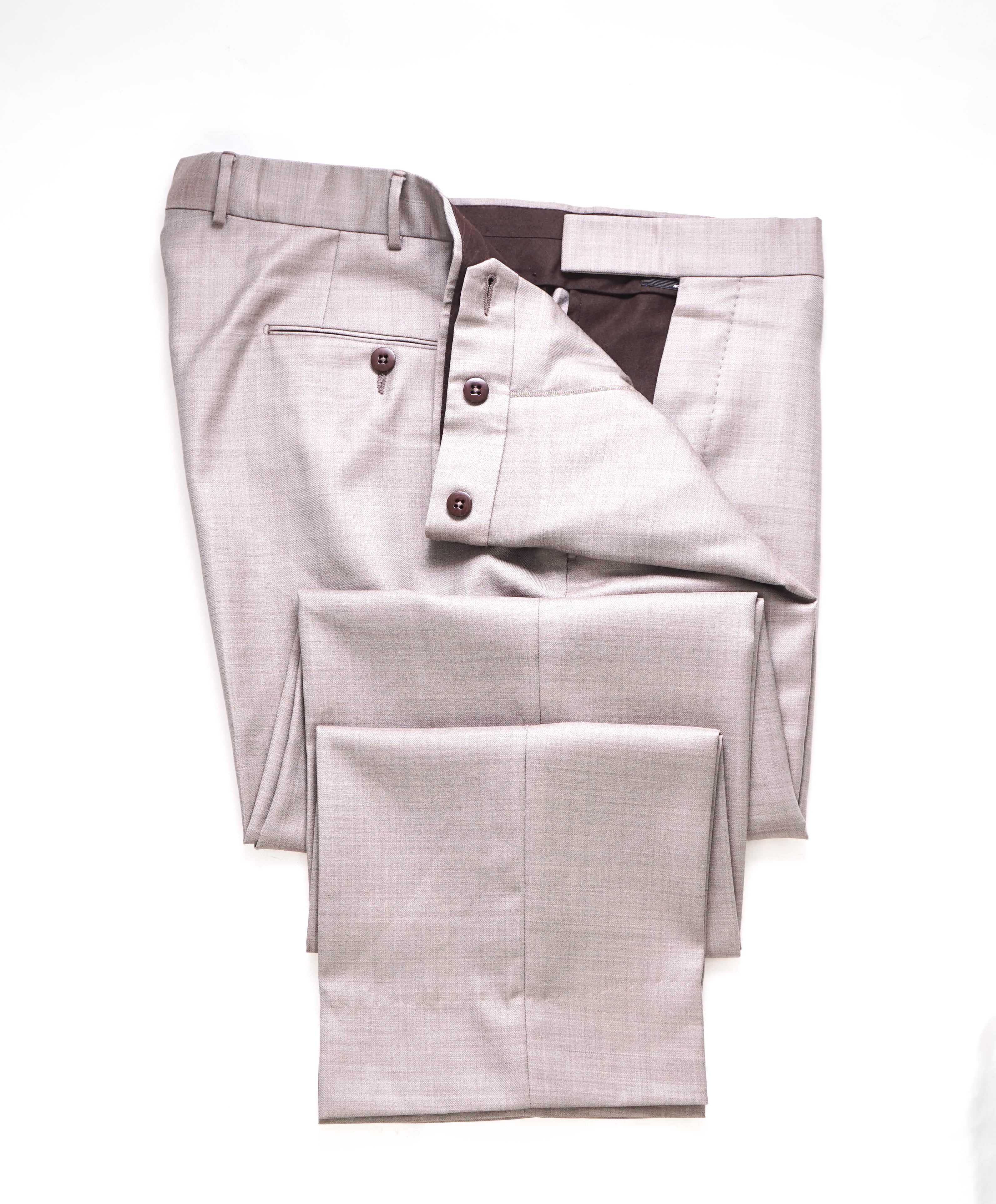 ERMENEGILDO ZEGNA - Neutral "ACHILLFARM" WOOL/SILK Dress Pants - 36W (52EU)