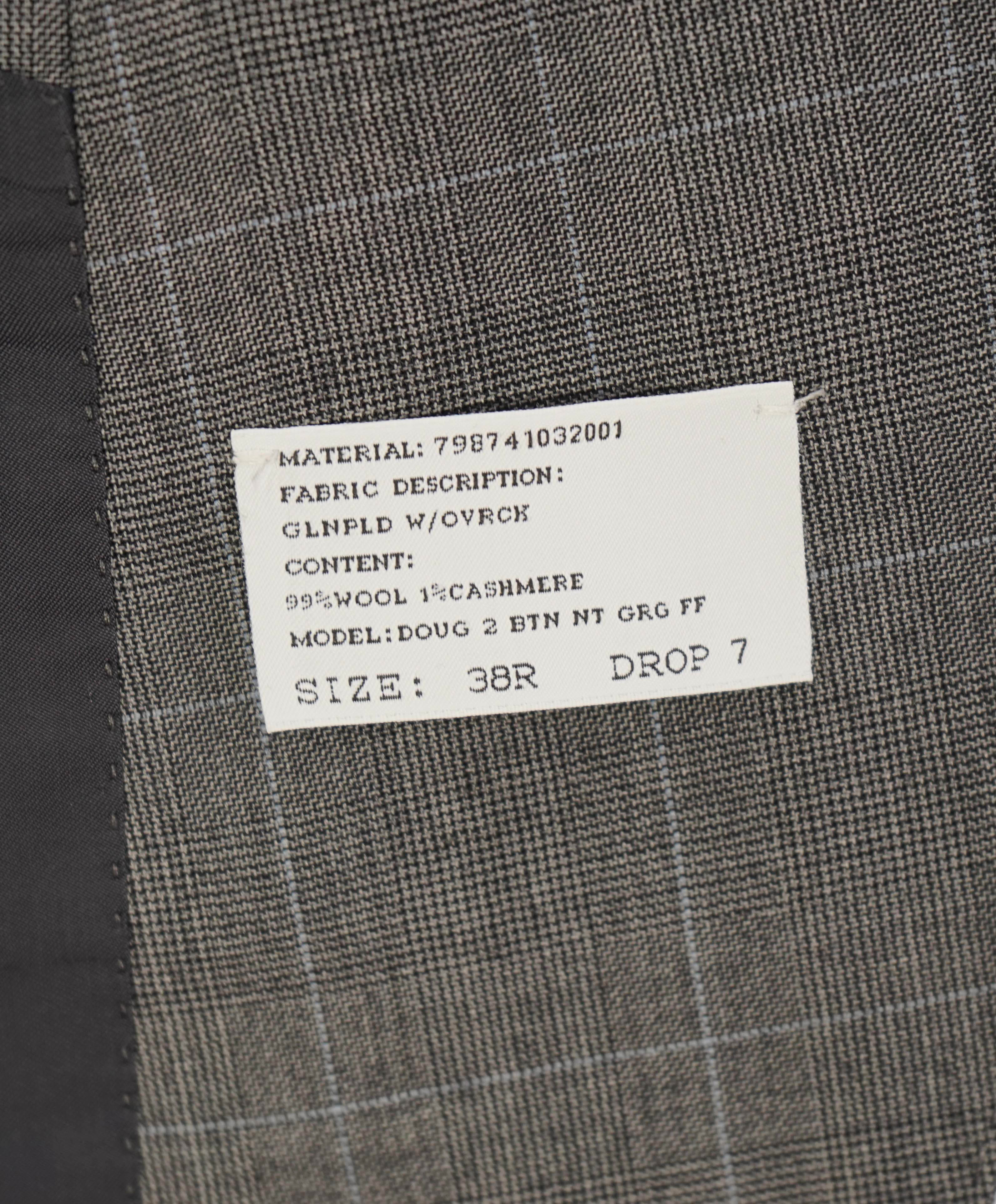 $5,495 RALPH LAUREN PURPLE LABEL - Gray Prince of Wales Check CASHMERE Suit - 38R