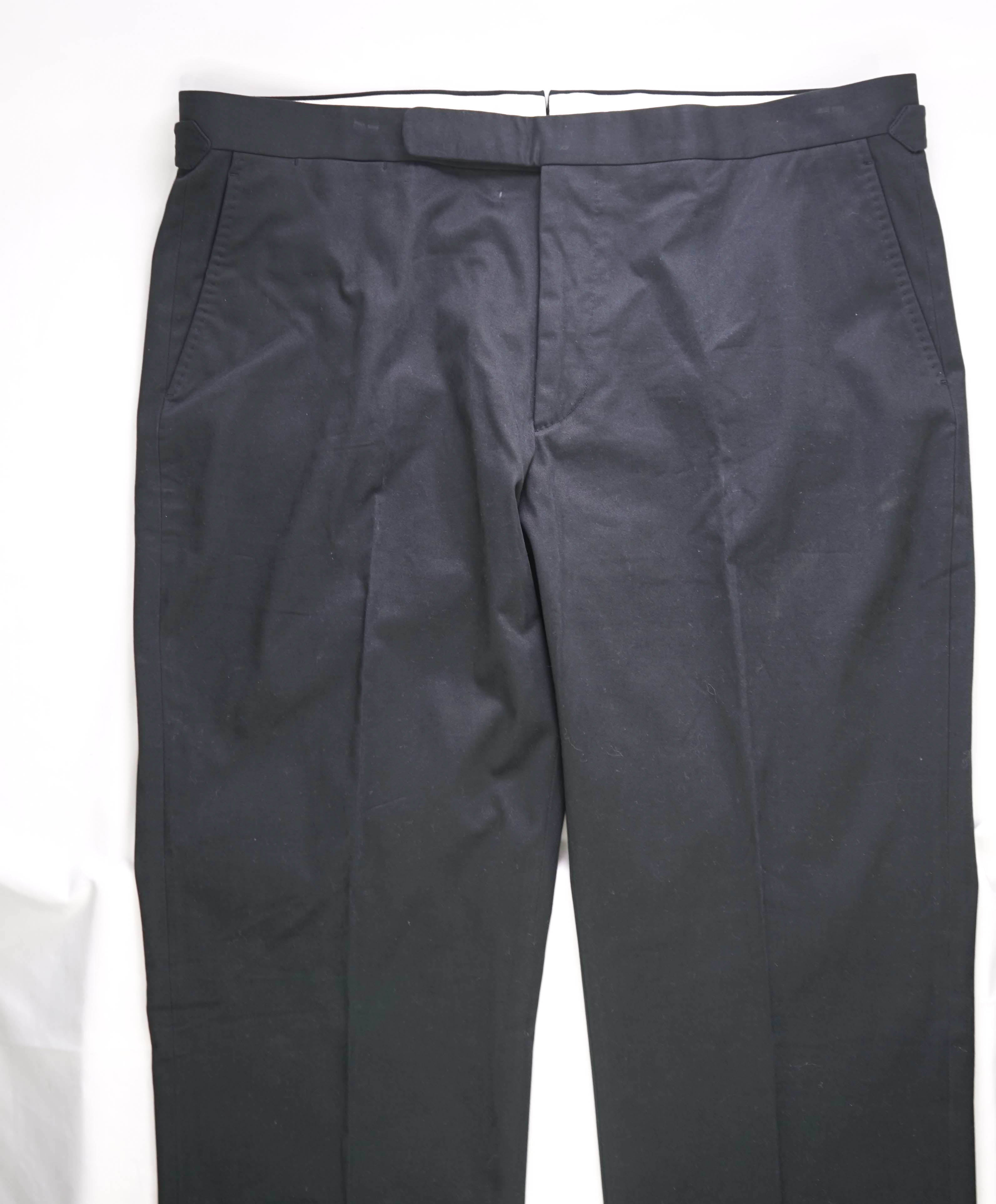 RALPH LAUREN PURPLE LABEL - Black Cotton *SIDE TABS* Flat Front Pants - 40W