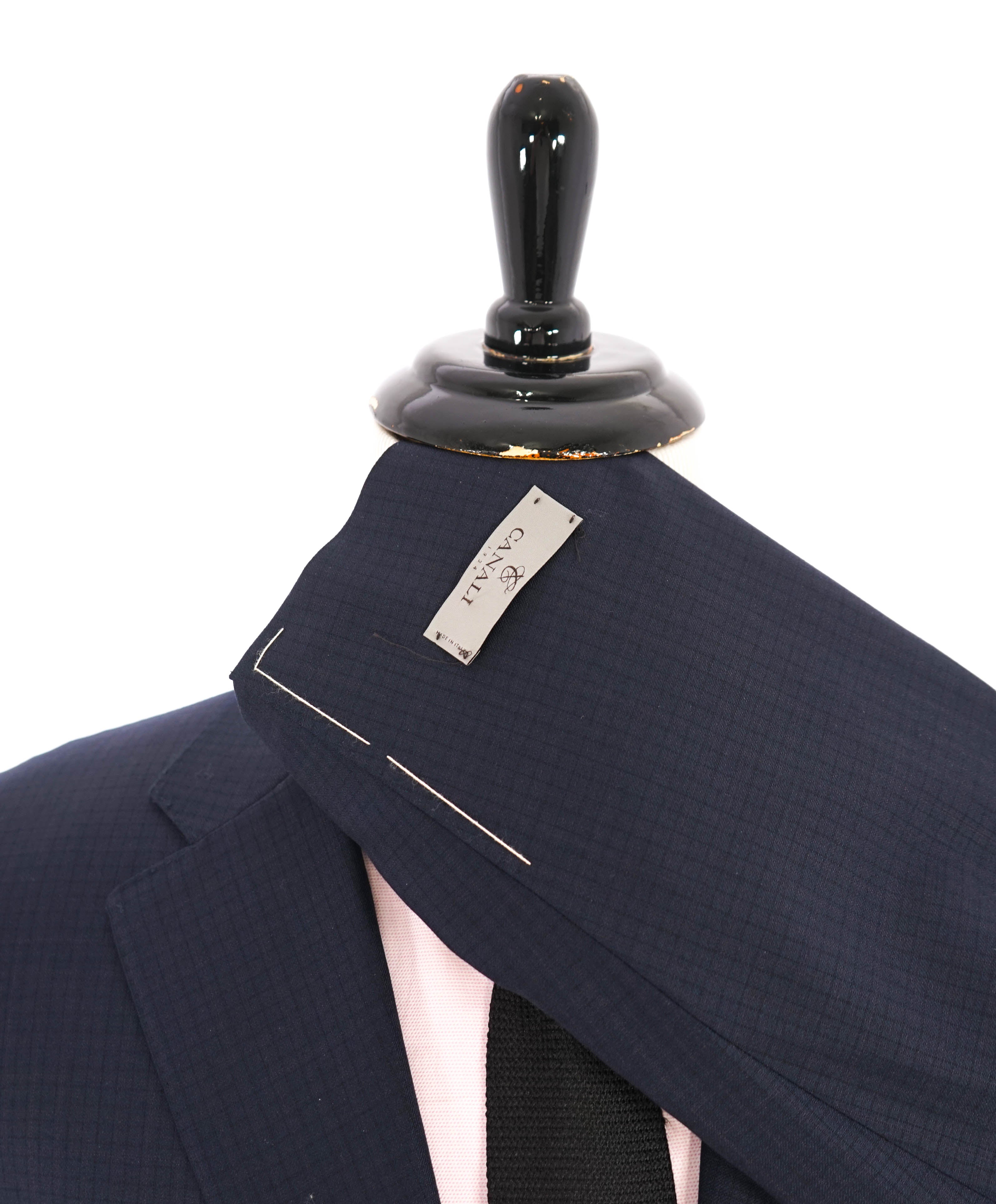 $1,895 CANALI - Navy/Purple Plaid Check Notch Lapel Blazer - 46R