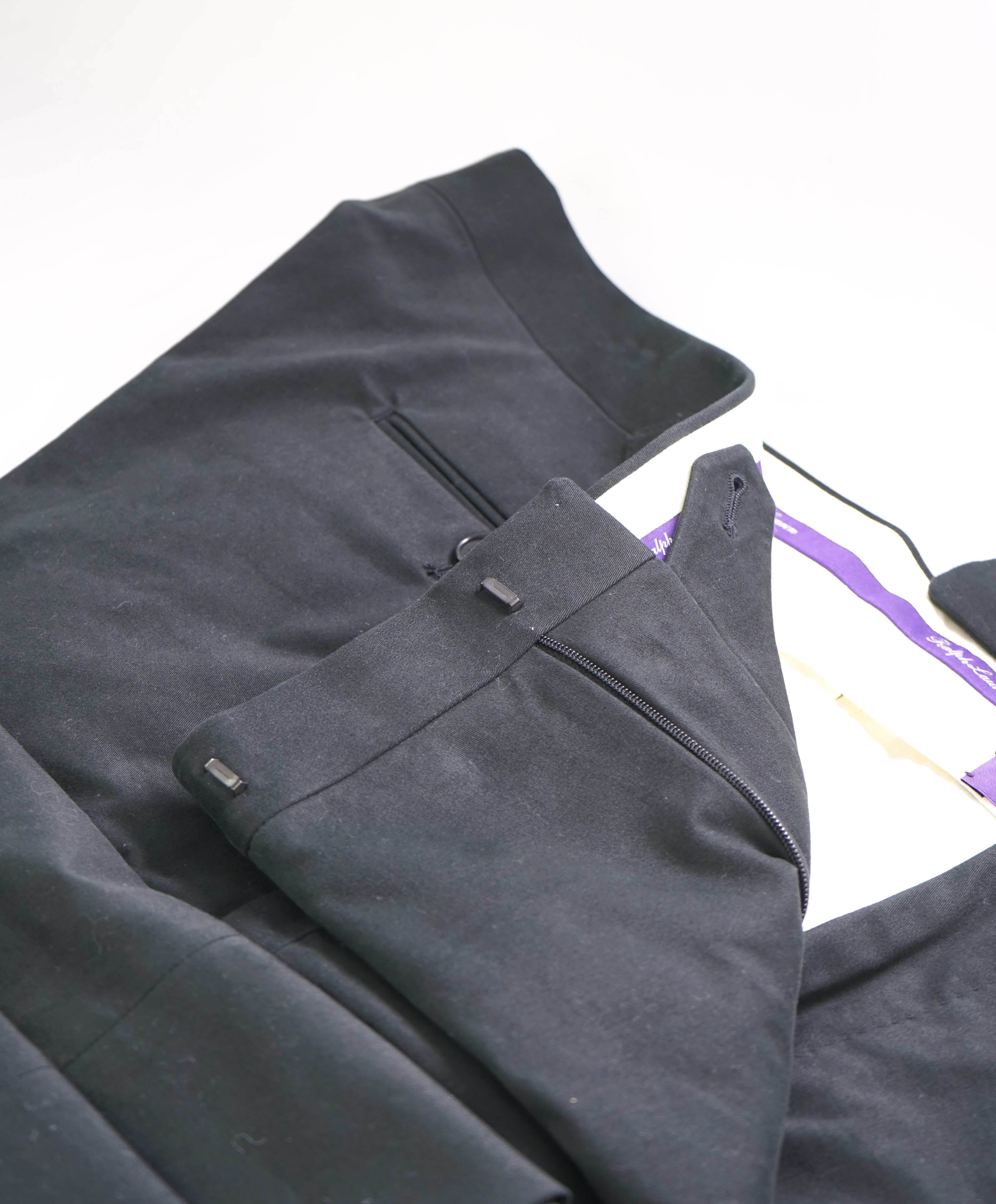 RALPH LAUREN PURPLE LABEL - Black Cotton *SIDE TABS* Flat Front Pants - 40W