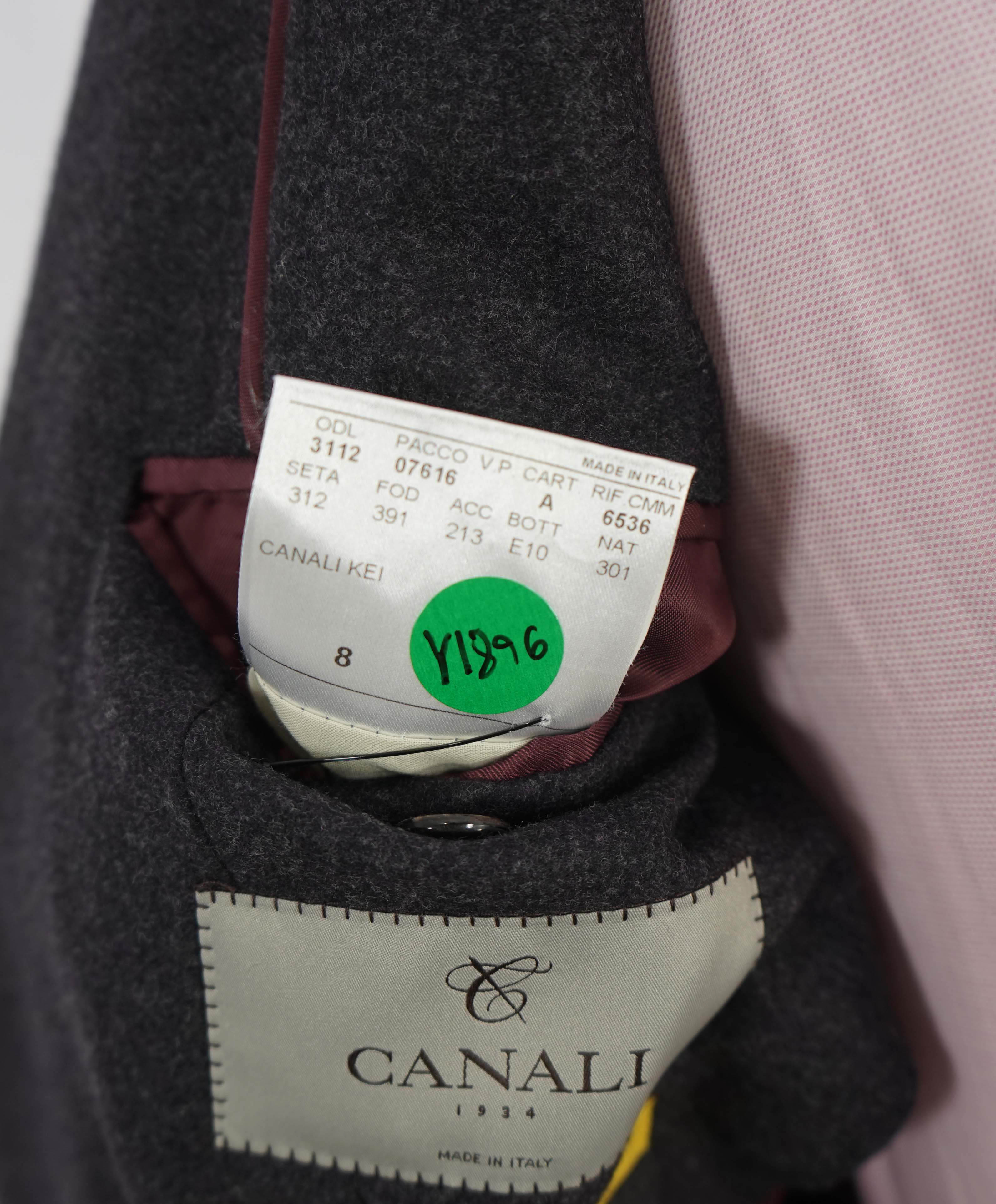 $2,095 CANALI - "KEI" Eggplant/Gray Flannel Wool Jacket / Blazer - 40R