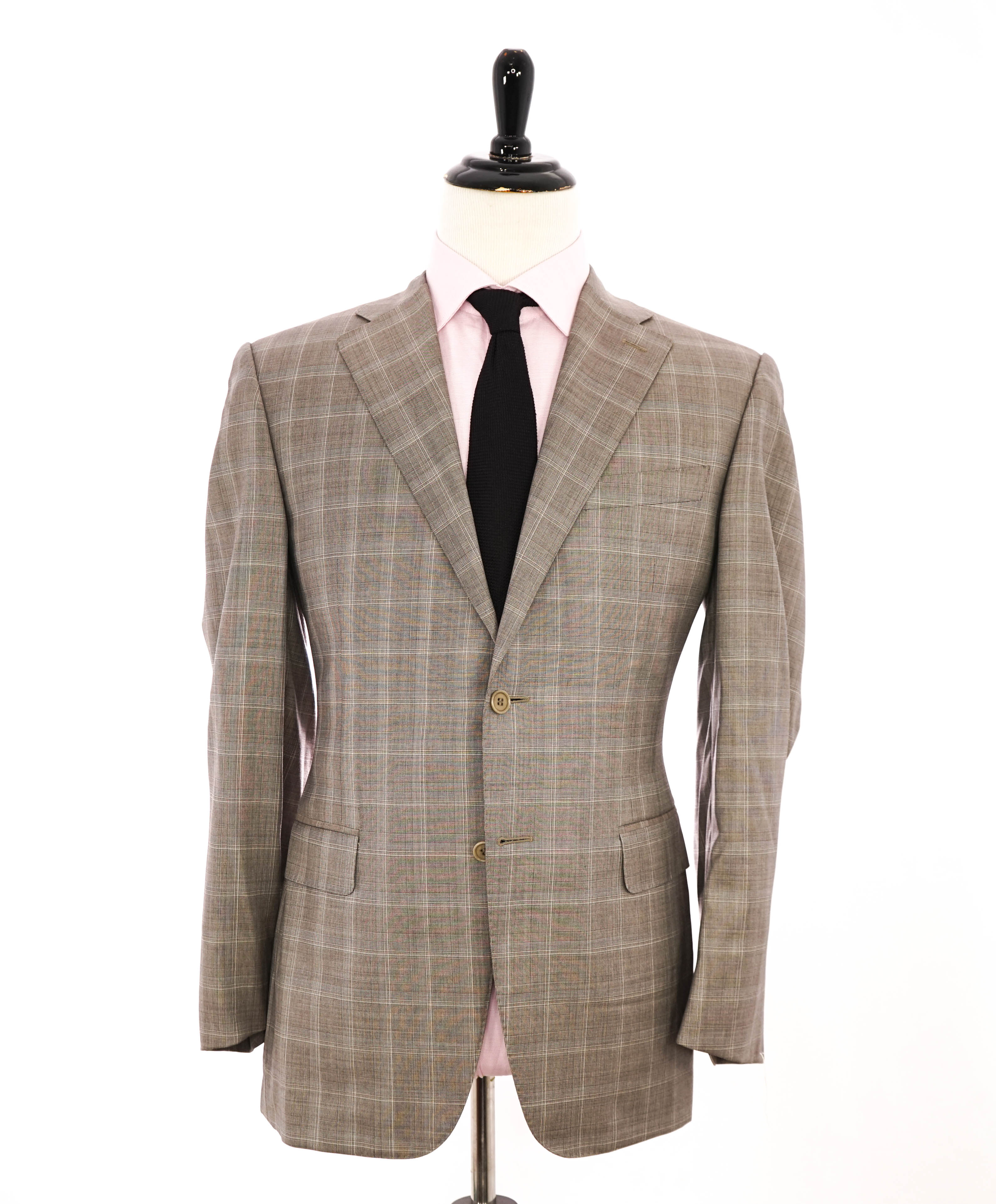 $1,895 CANALI - Camel Windowpane Check Notch Lapel Blazer - 40R