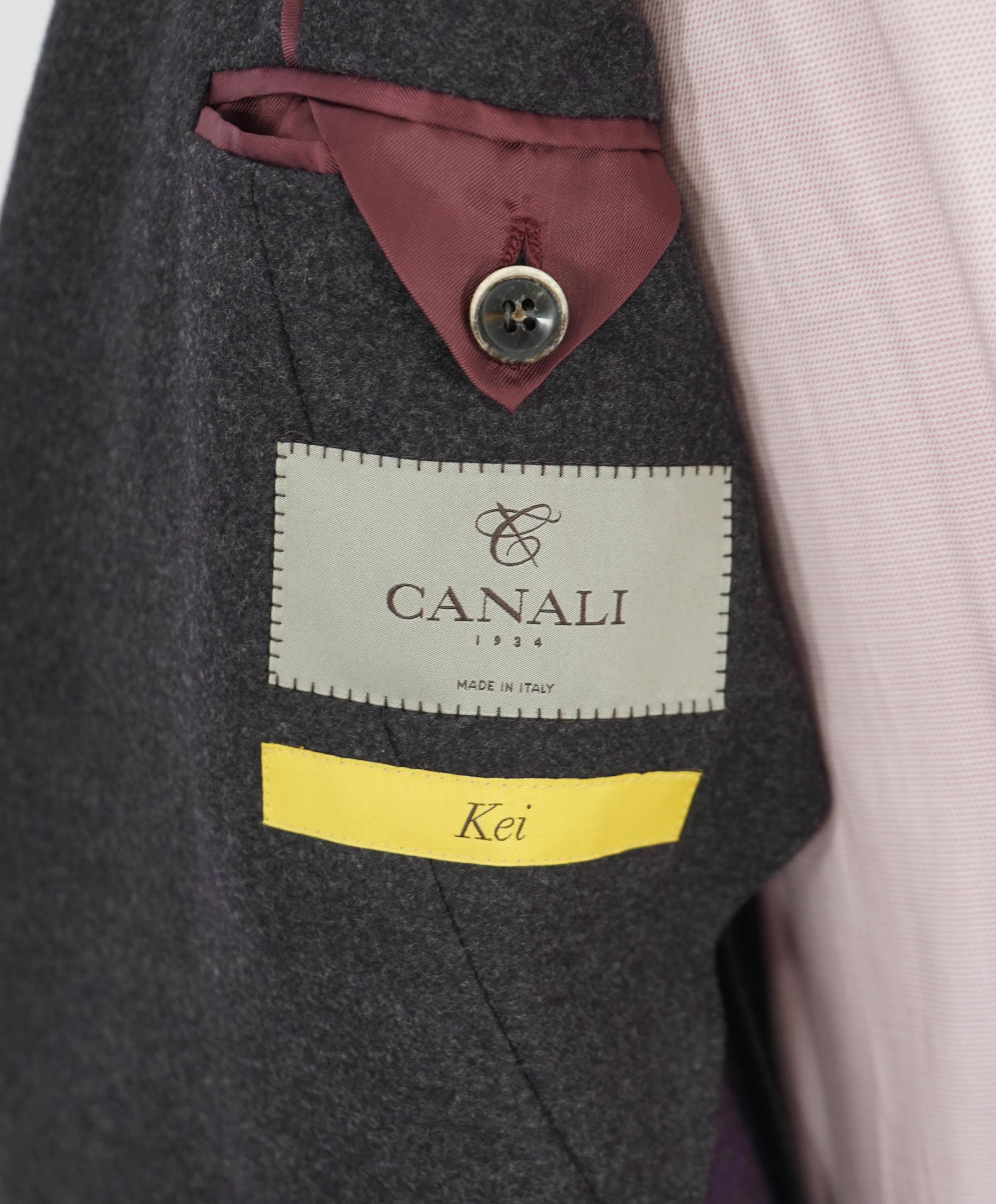 $2,095 CANALI - "KEI" Eggplant/Gray Flannel Wool Jacket / Blazer - 40R