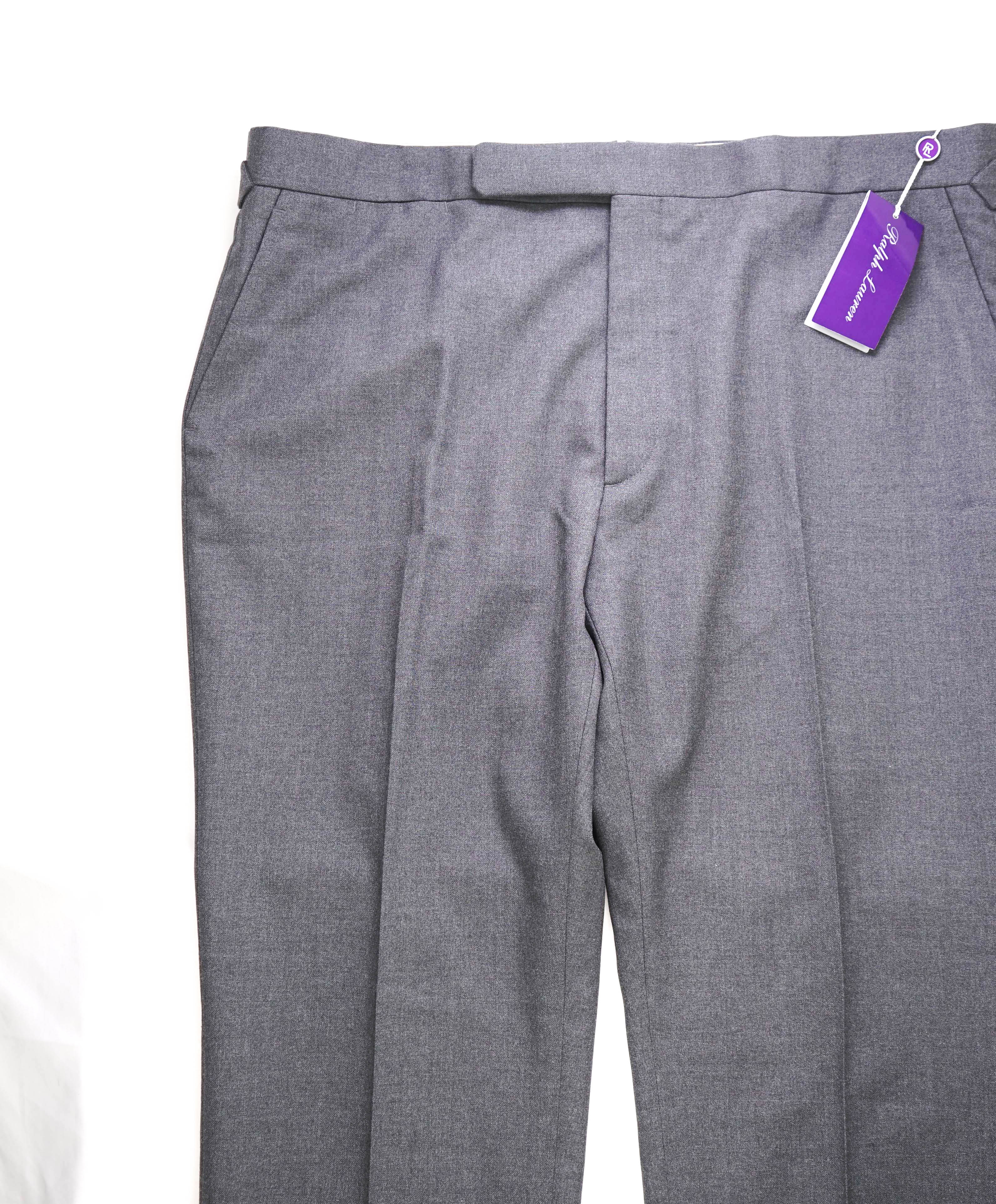 RALPH LAUREN PURPLE LABEL - *SIDE TABS* Gray Flat Front Dress Pants - 40W