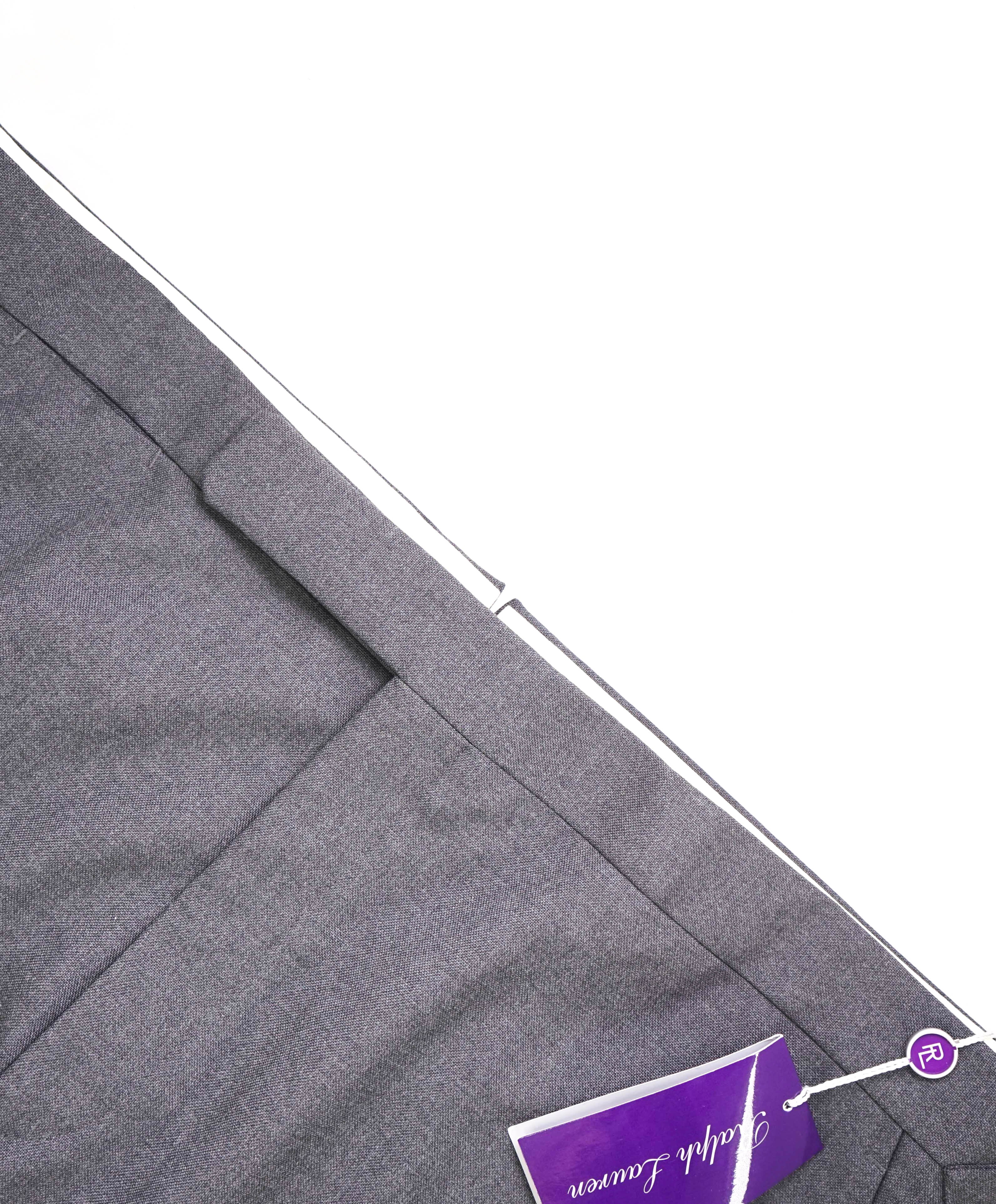 RALPH LAUREN PURPLE LABEL - *SIDE TABS* Gray Flat Front Dress Pants - 40W