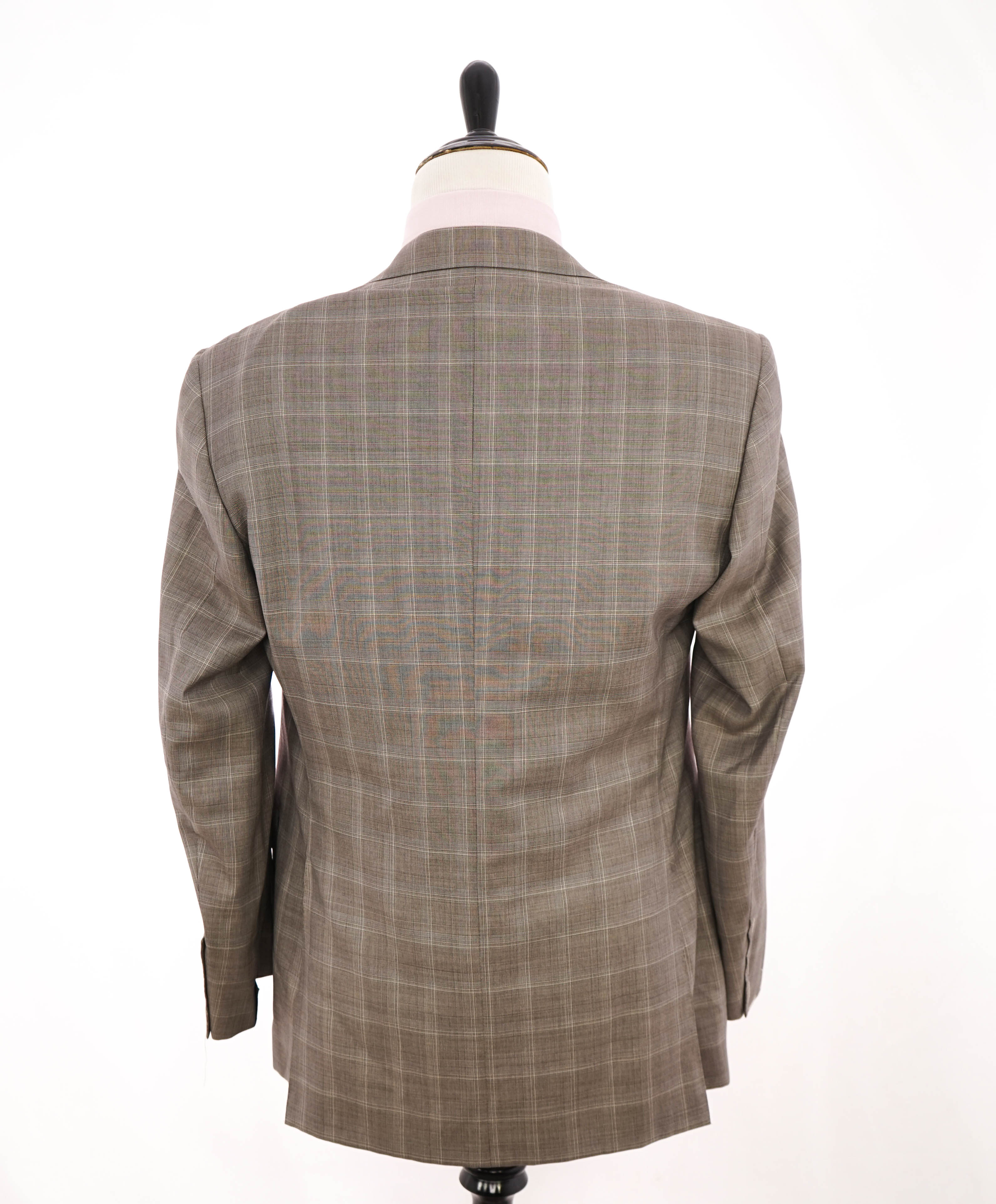 $1,895 CANALI - Camel Windowpane Check Notch Lapel Blazer - 40R