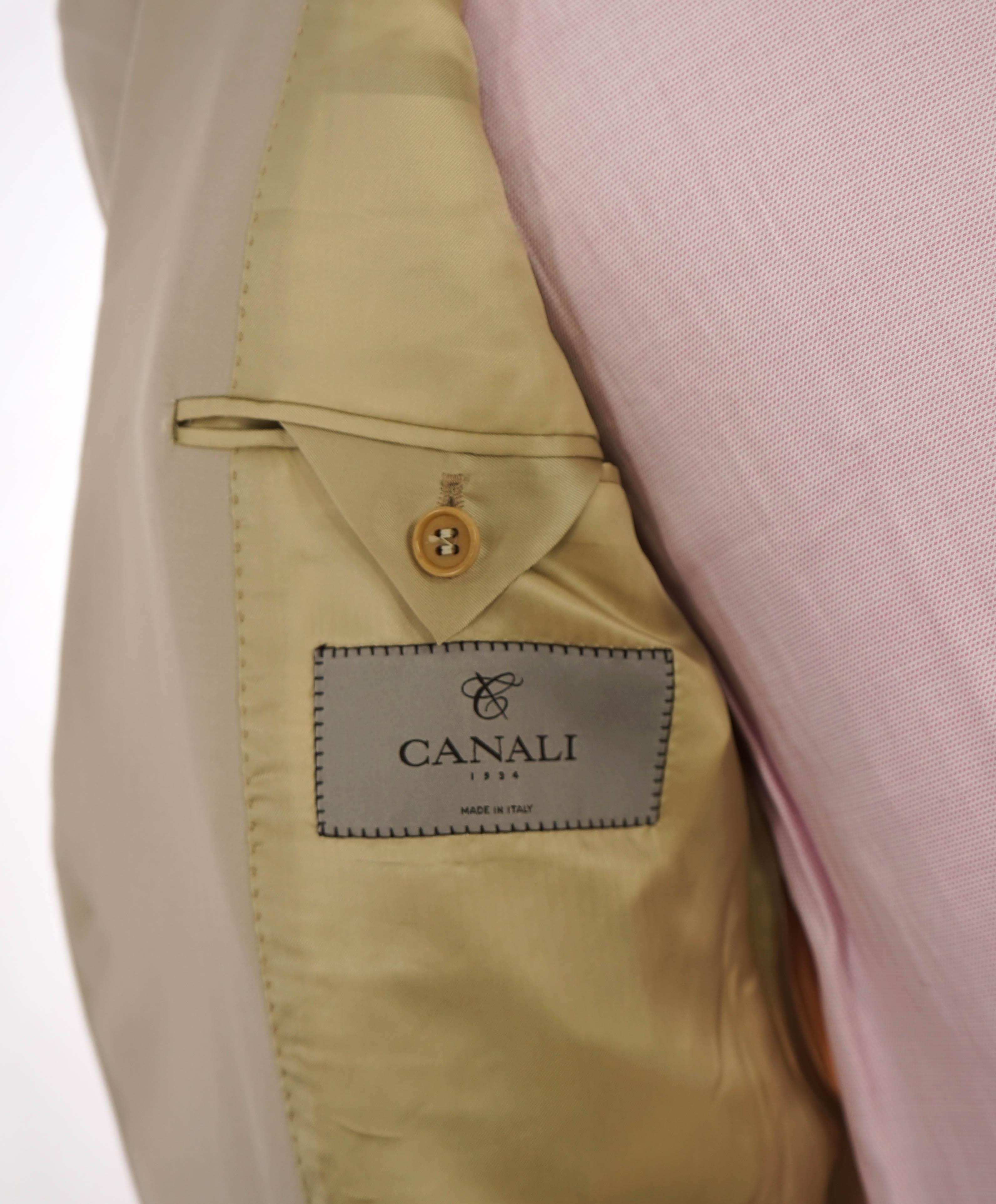 $1,895 CANALI - Beige Light Summer Notch Lapel Blazer - 40R