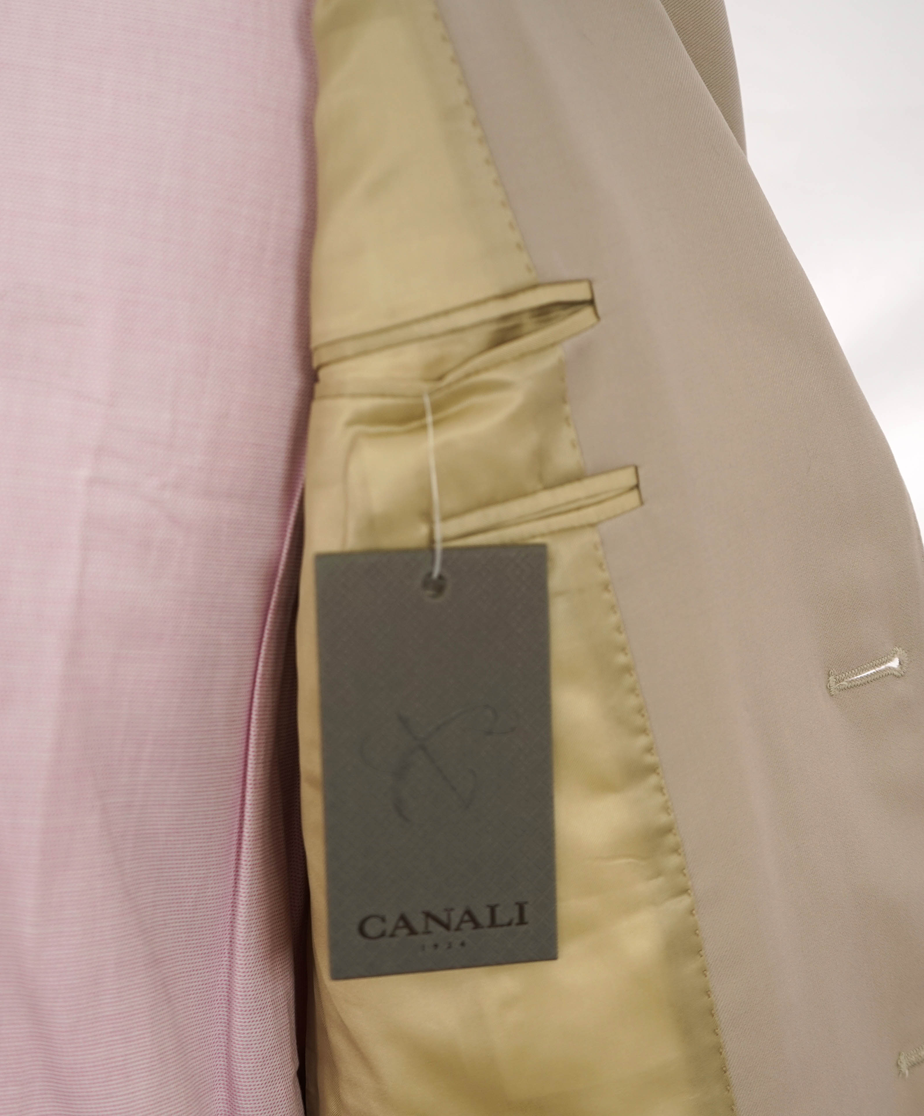 $1,895 CANALI - Beige Light Summer Notch Lapel Blazer - 40R