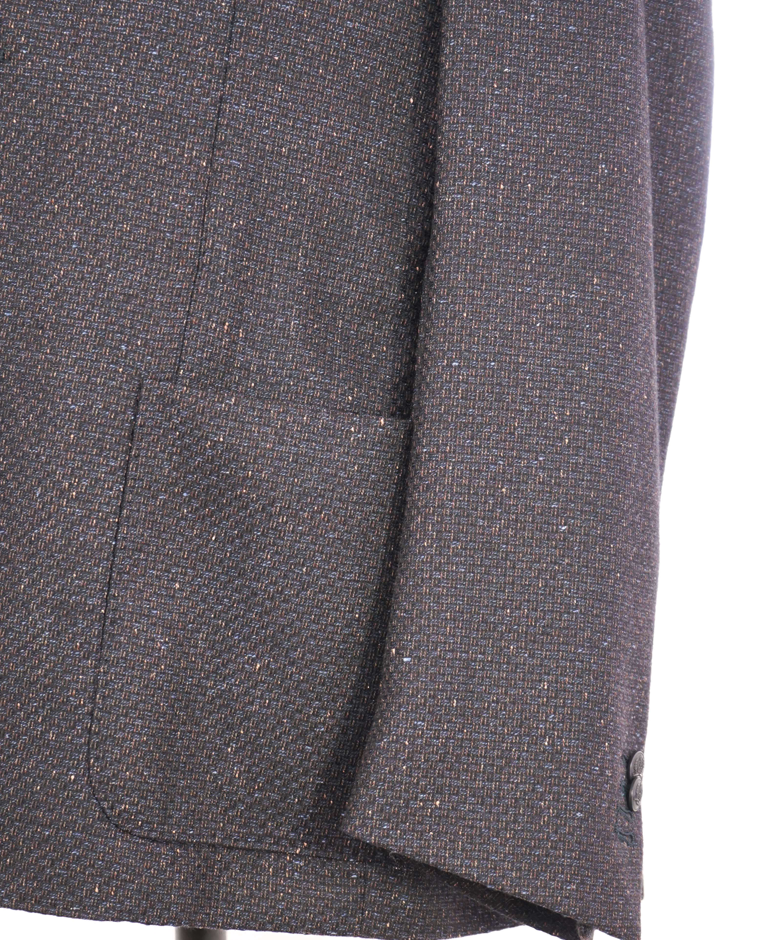 $2,095 CORNELIANI - Wool/Silk Navy/Brown Fleck Sweater Insert Coat / Blazer - 42R