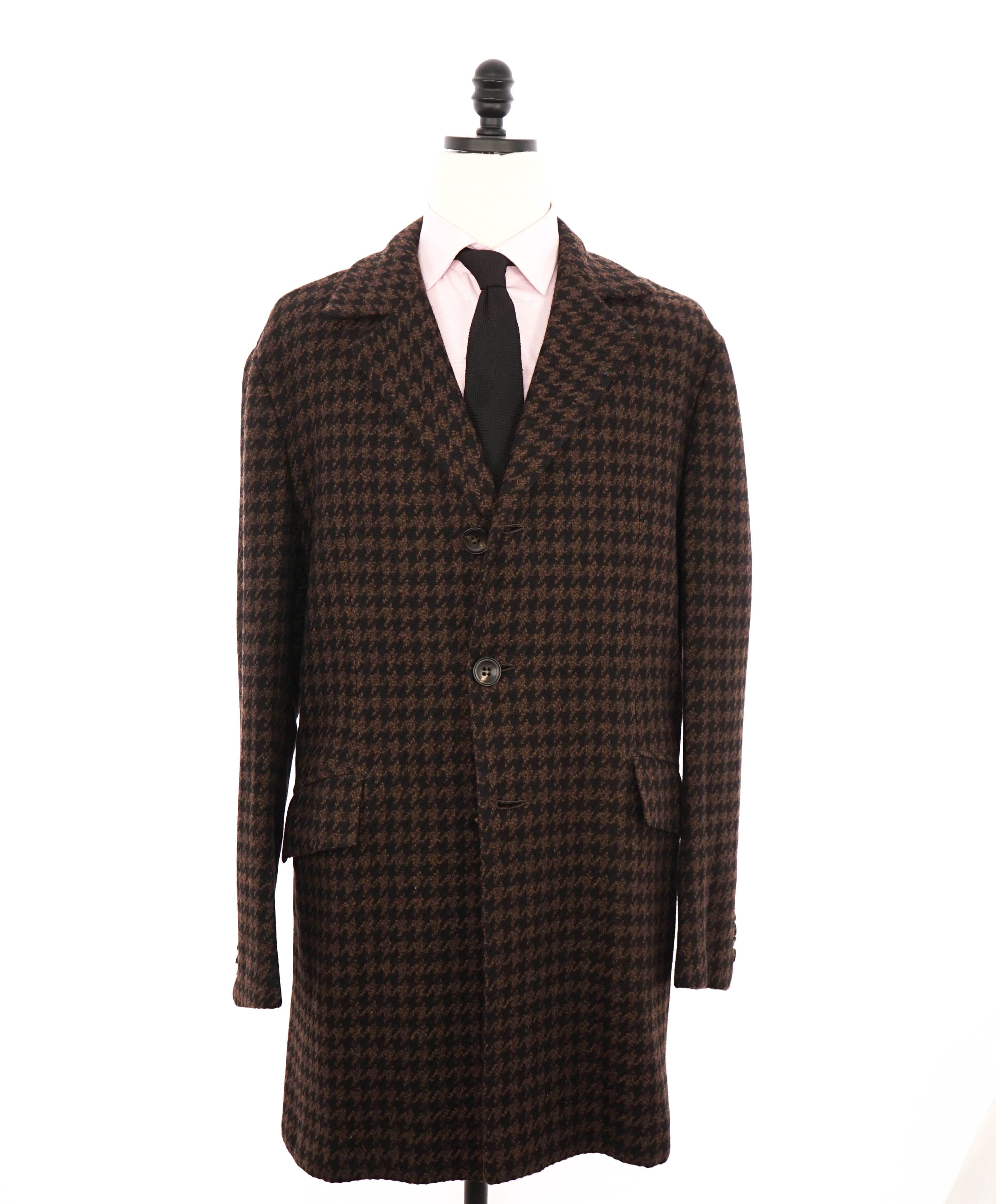 $14,545 KITON - *100% PURE CASHMERE* Brown Houndstooth Top Coat - 48R