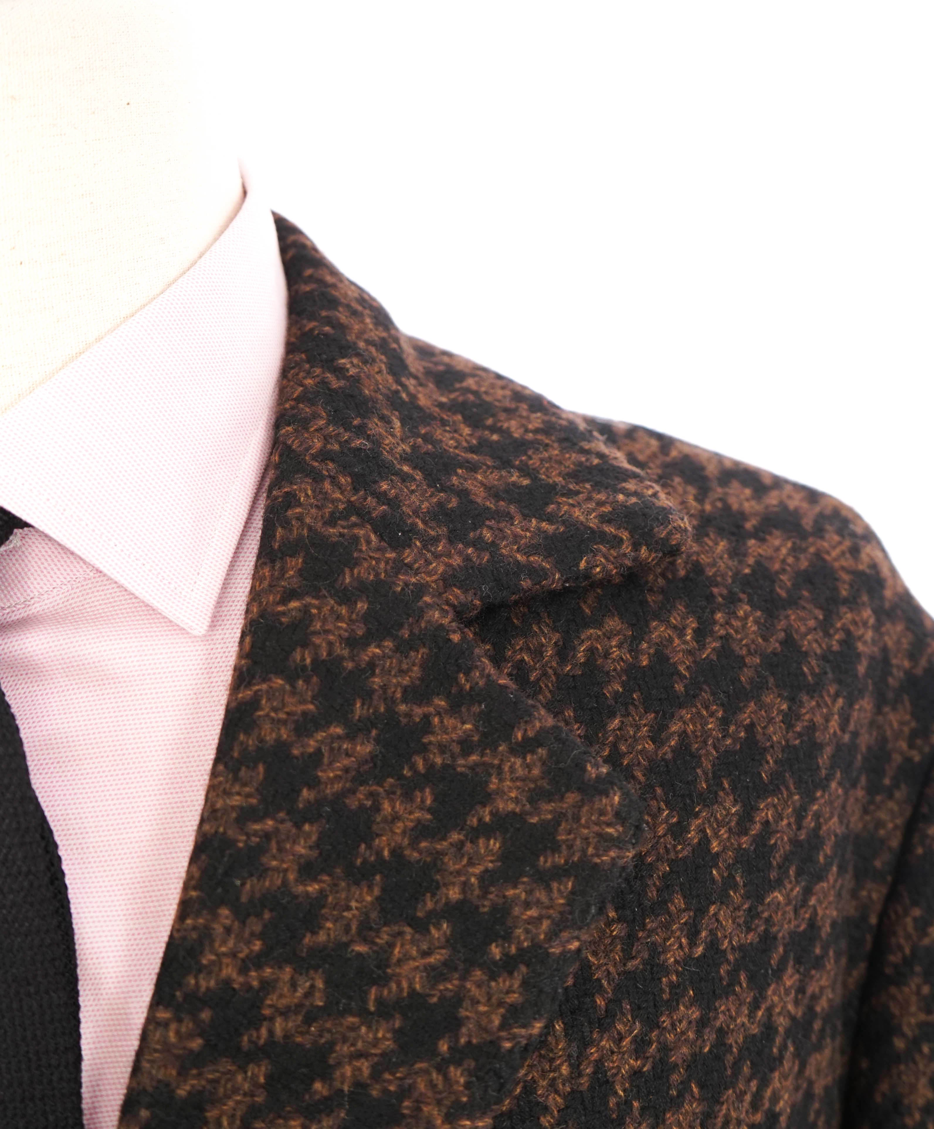 $14,545 KITON - *100% PURE CASHMERE* Brown Houndstooth Top Coat - 48R