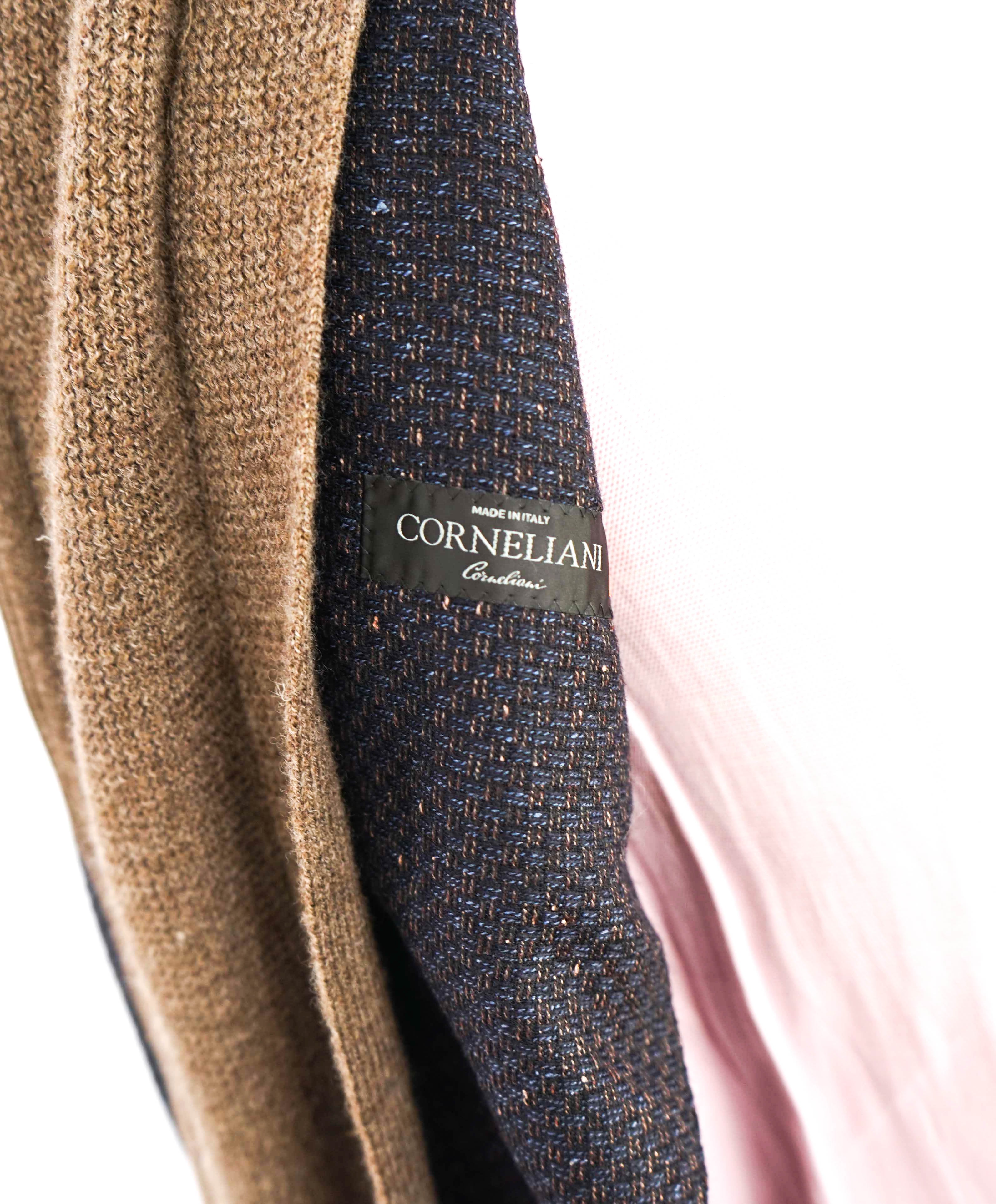 $2,095 CORNELIANI - Wool/Silk Navy/Brown Fleck Sweater Insert Coat / Blazer - 42R