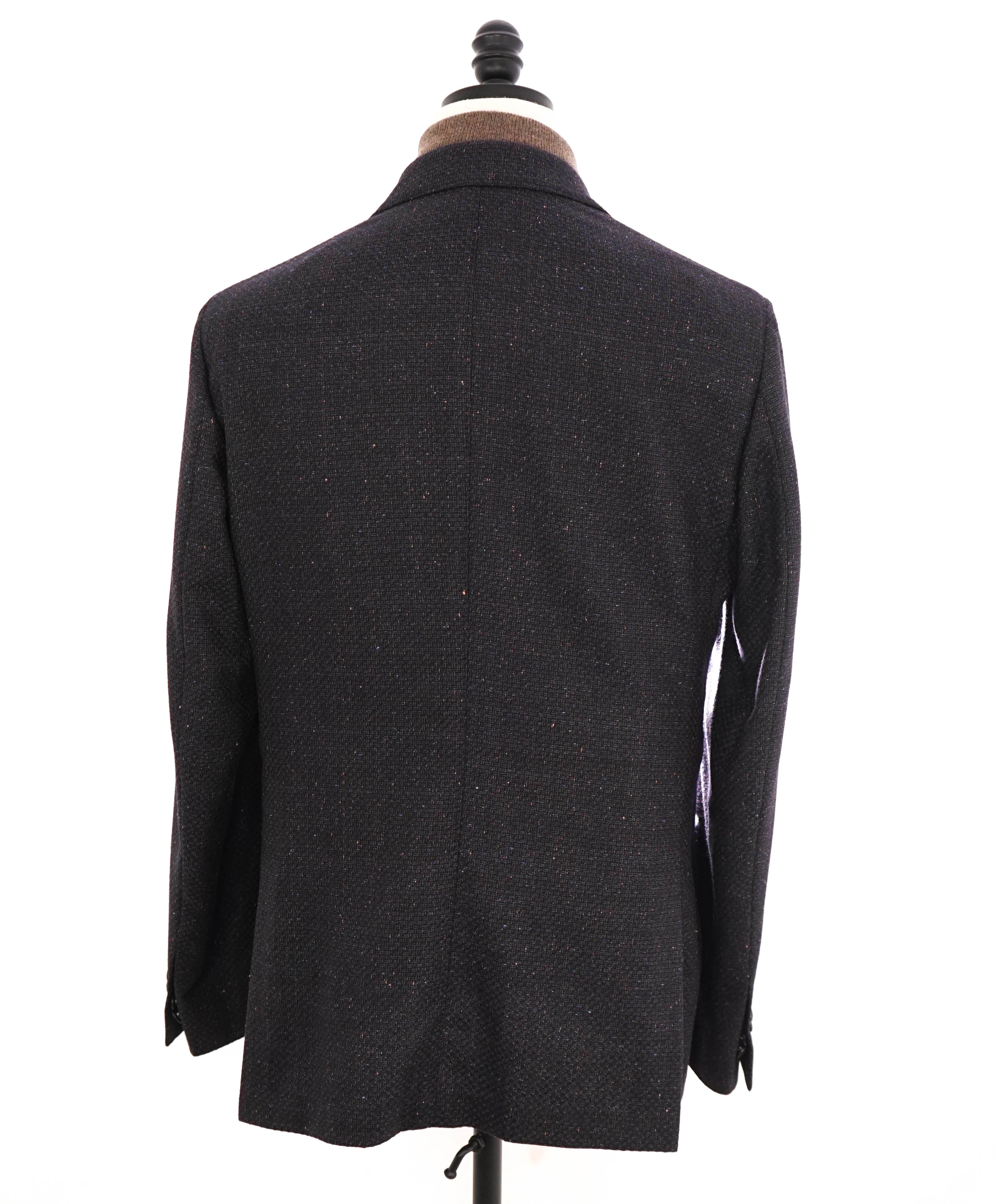 $2,095 CORNELIANI - Wool/Silk Navy/Brown Fleck Sweater Insert Coat / Blazer - 42R