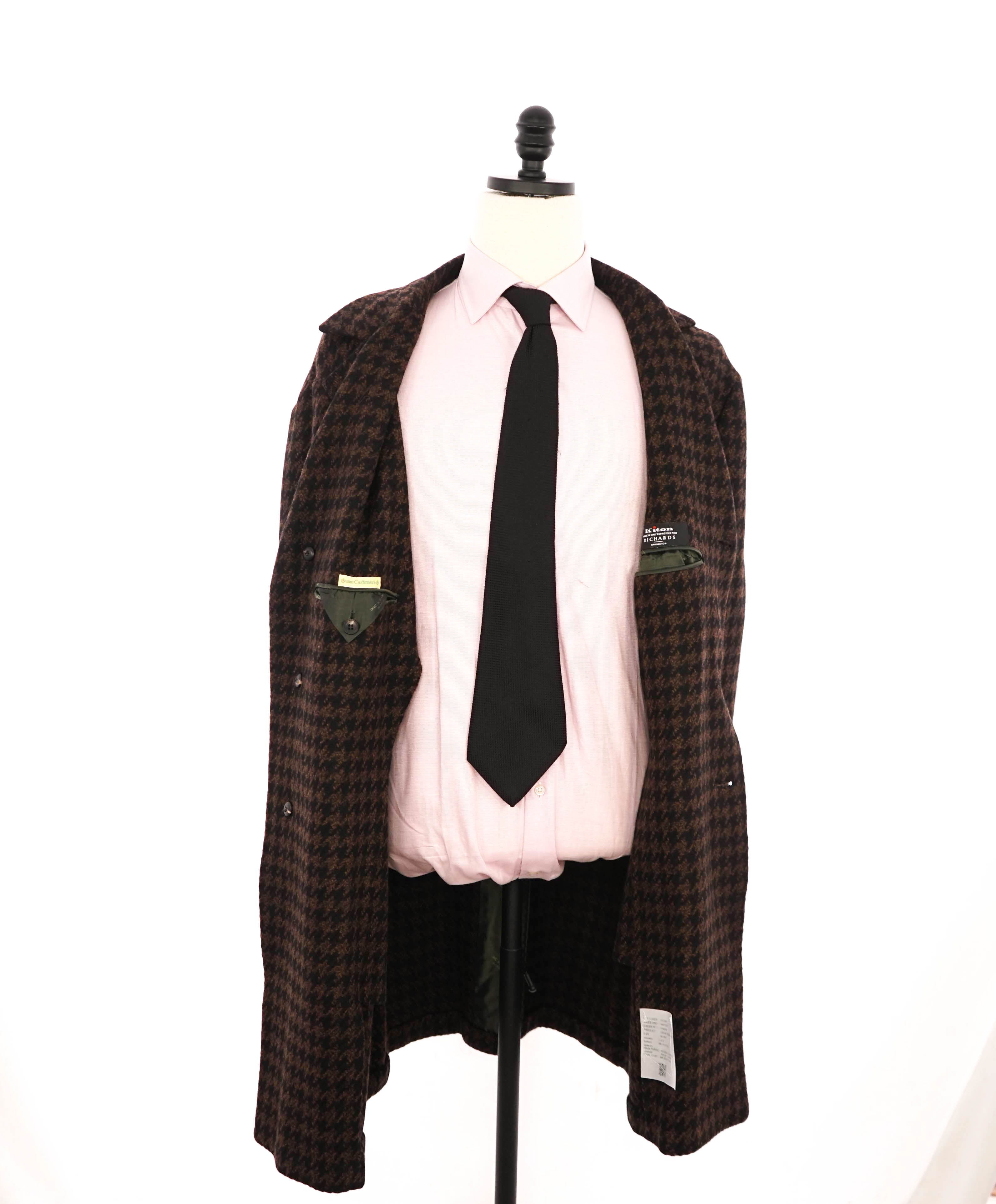 $14,545 KITON - *100% PURE CASHMERE* Brown Houndstooth Top Coat - 48R