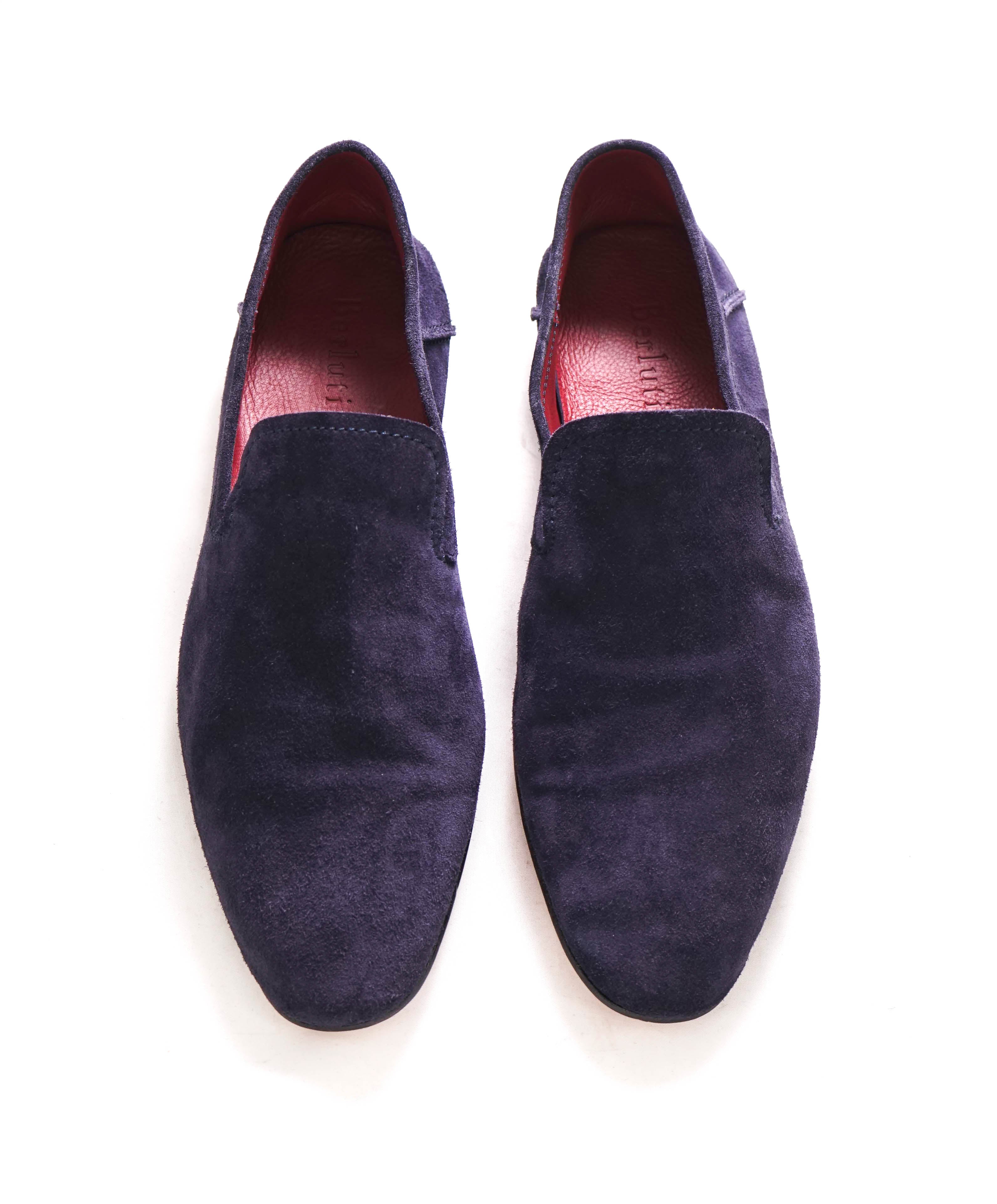 $1,650 BERLUTI PARIS- Blue Suede Unlined Venetian Loafer - 11.5 US (10.5 Stamped)