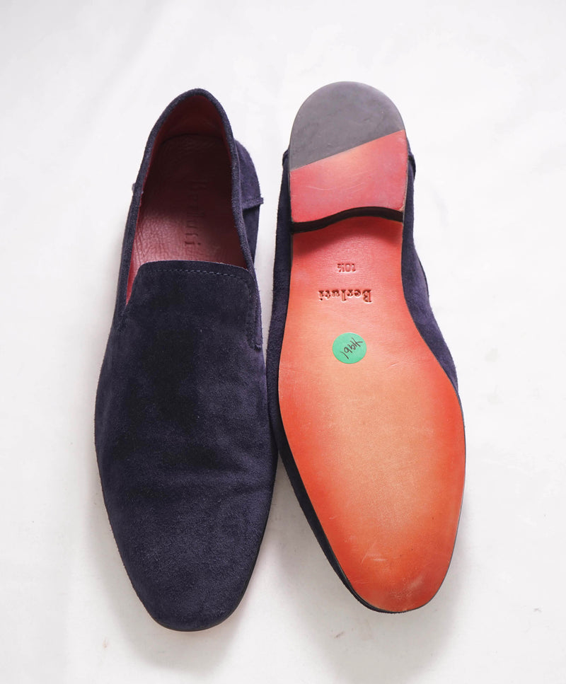 $1,650 BERLUTI PARIS- Blue Suede Unlined Venetian Loafer - 11.5 US (10.5 Stamped)