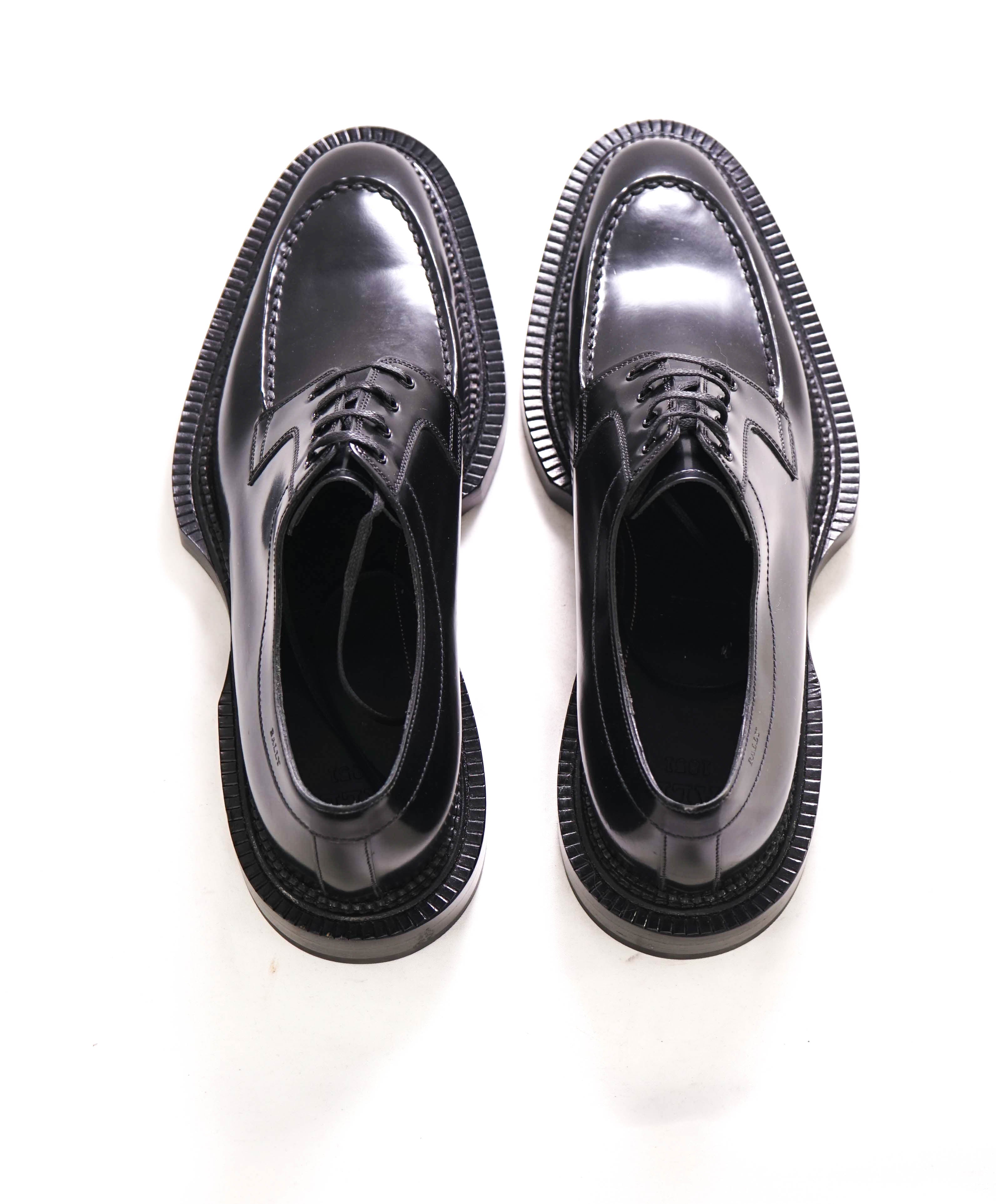 $1,200 BALLY - "RUBEN" Goodyear Welt Black Hand Made Oxfords  - 9.5 US (8.5 UK)