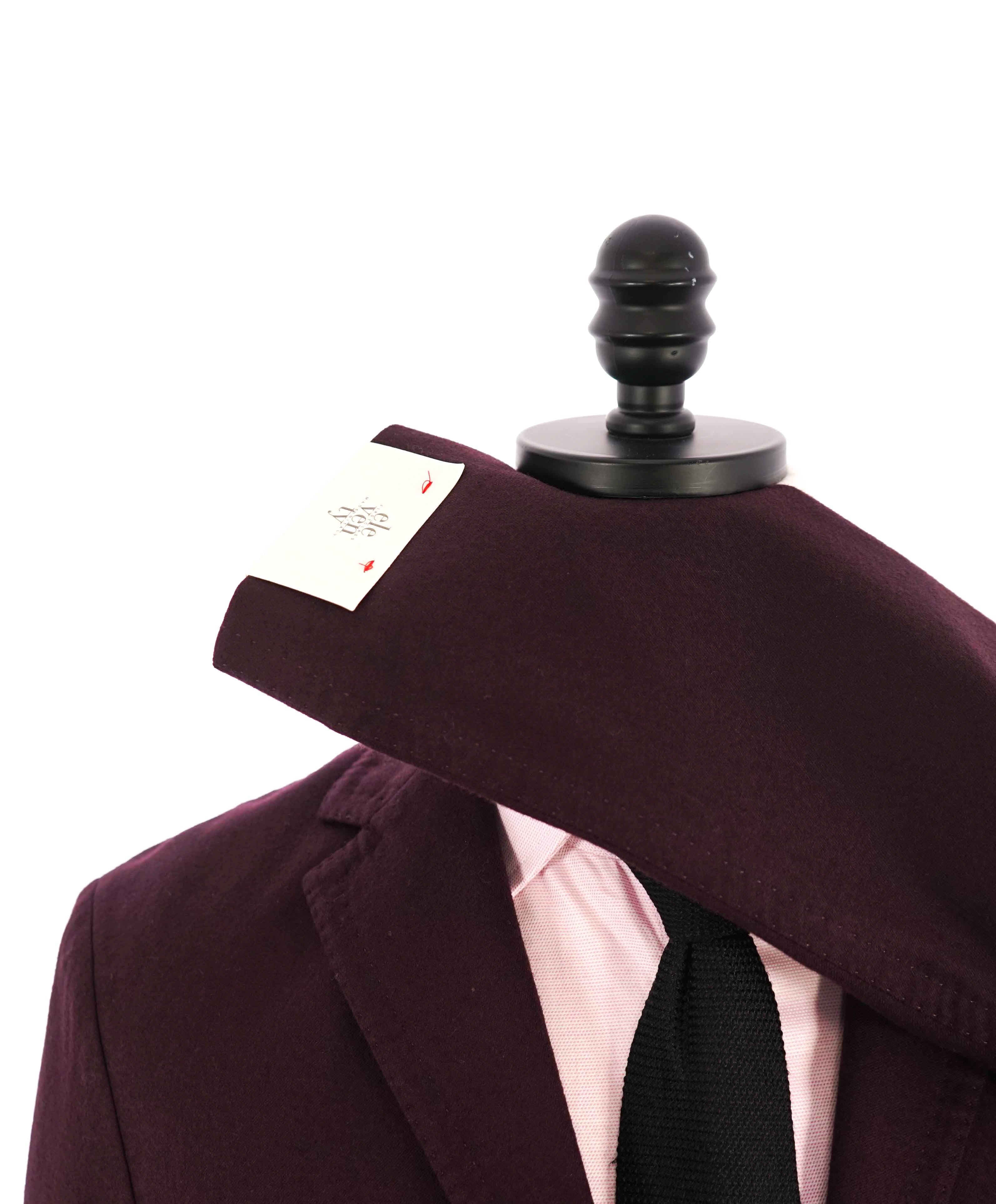 $1,695 ELEVENTY - 2/3 Lapel Platinum Unlined Wool Burgundy Blazer- 38R (50EU)