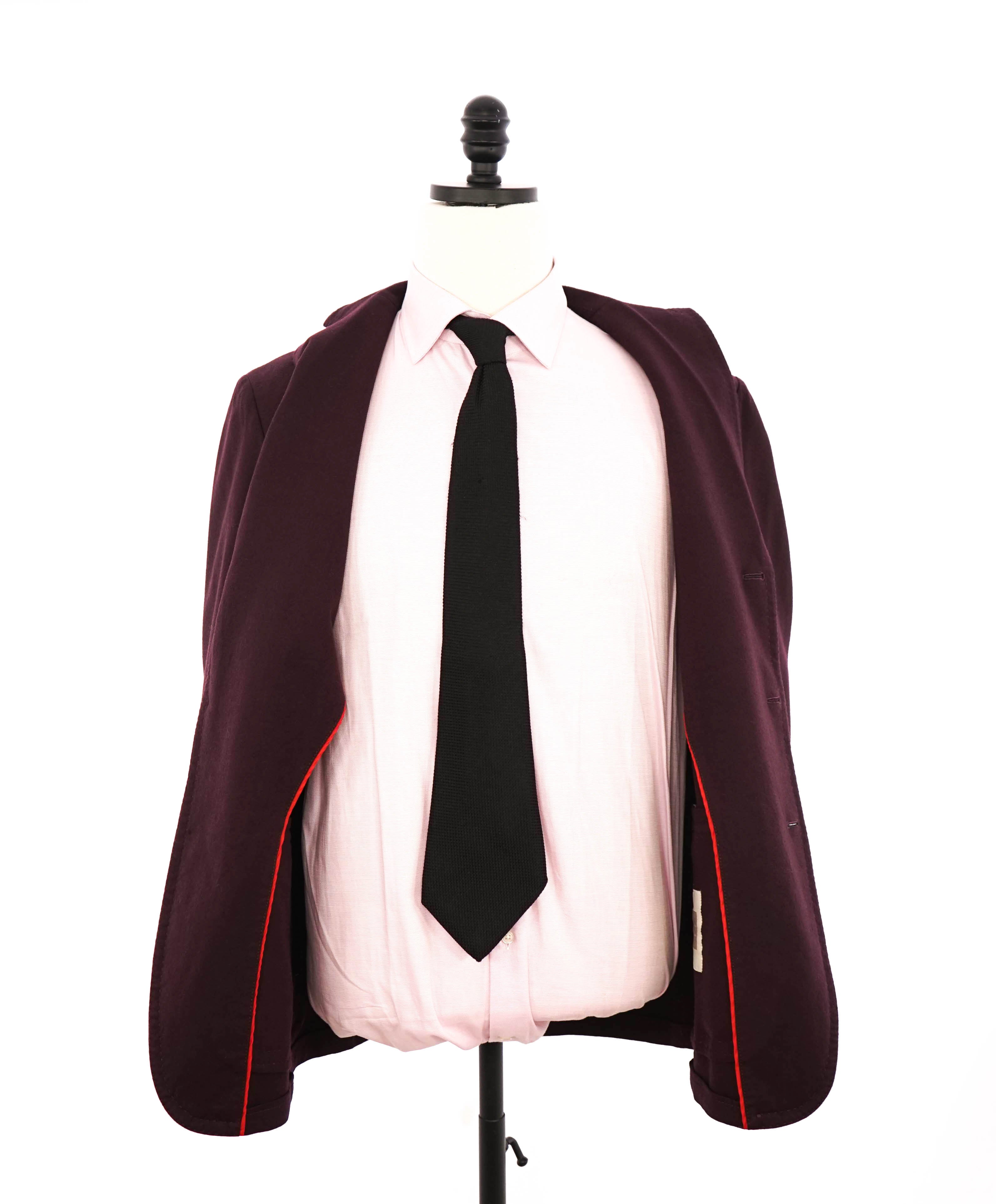 $1,695 ELEVENTY - 2/3 Lapel Platinum Unlined Wool Burgundy Blazer- 38R (50EU)