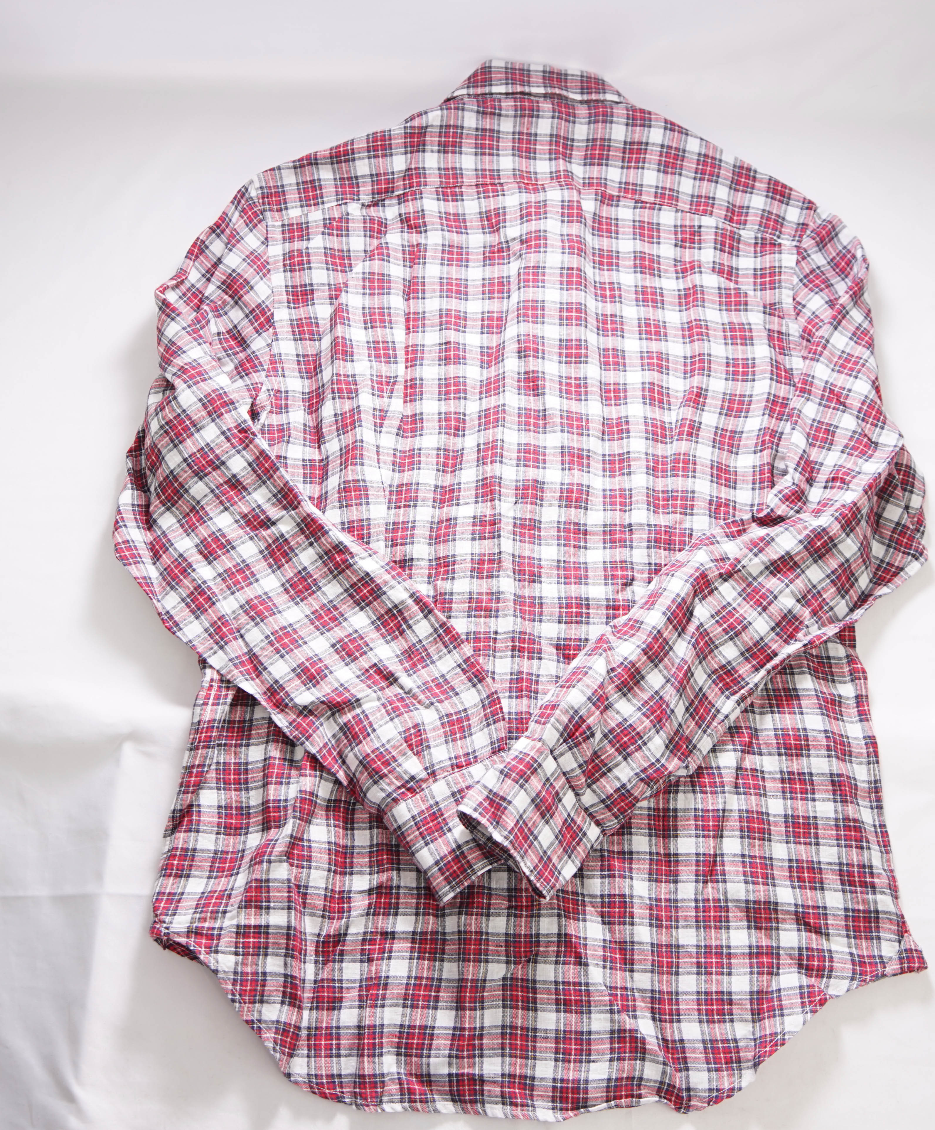 $395 ELEVENTY - Classic Check Soft LINEN Red Button Dress Shirt - M